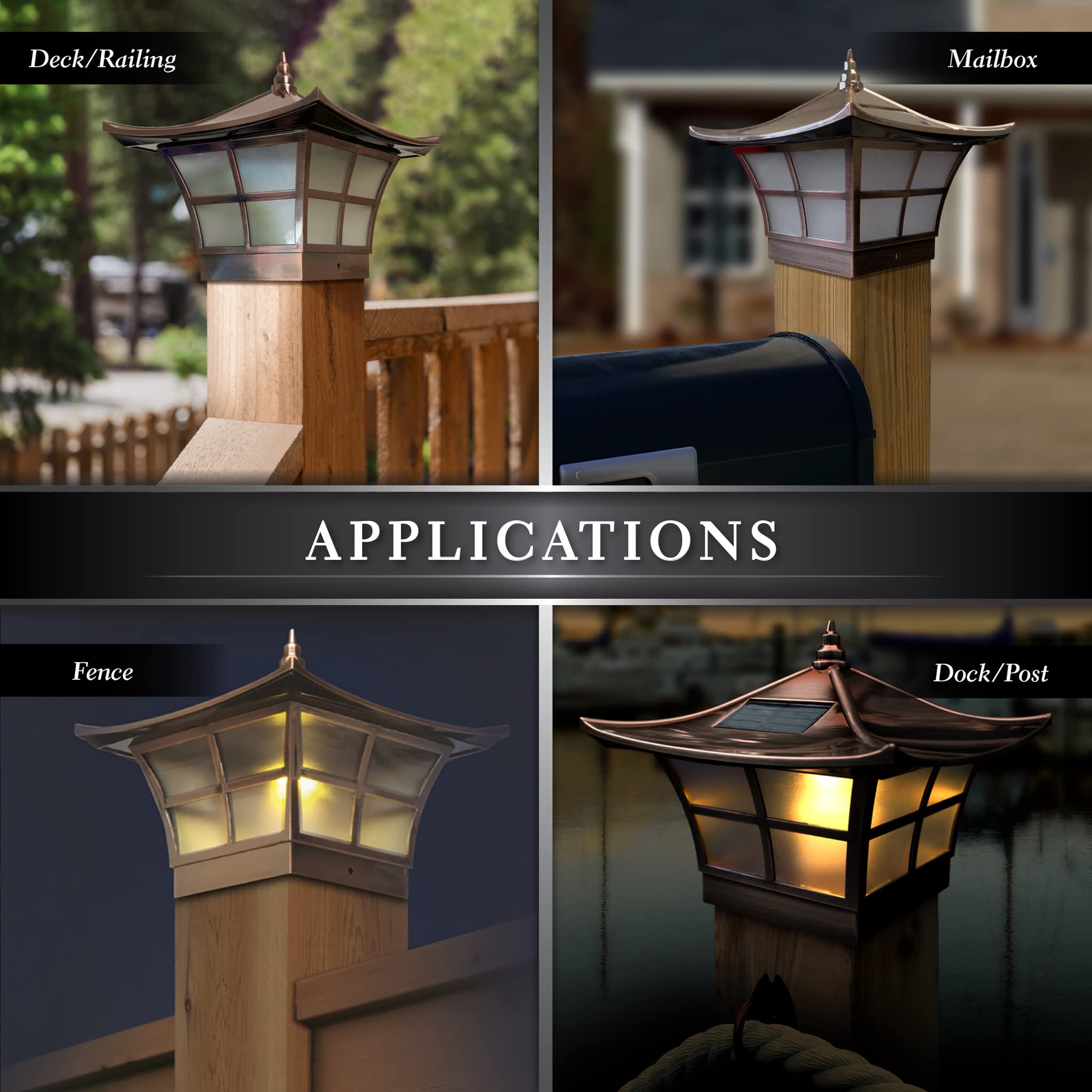 Classy Caps Sl094 Copper Plated Ambience Solar Post Cap For 4" X 4"