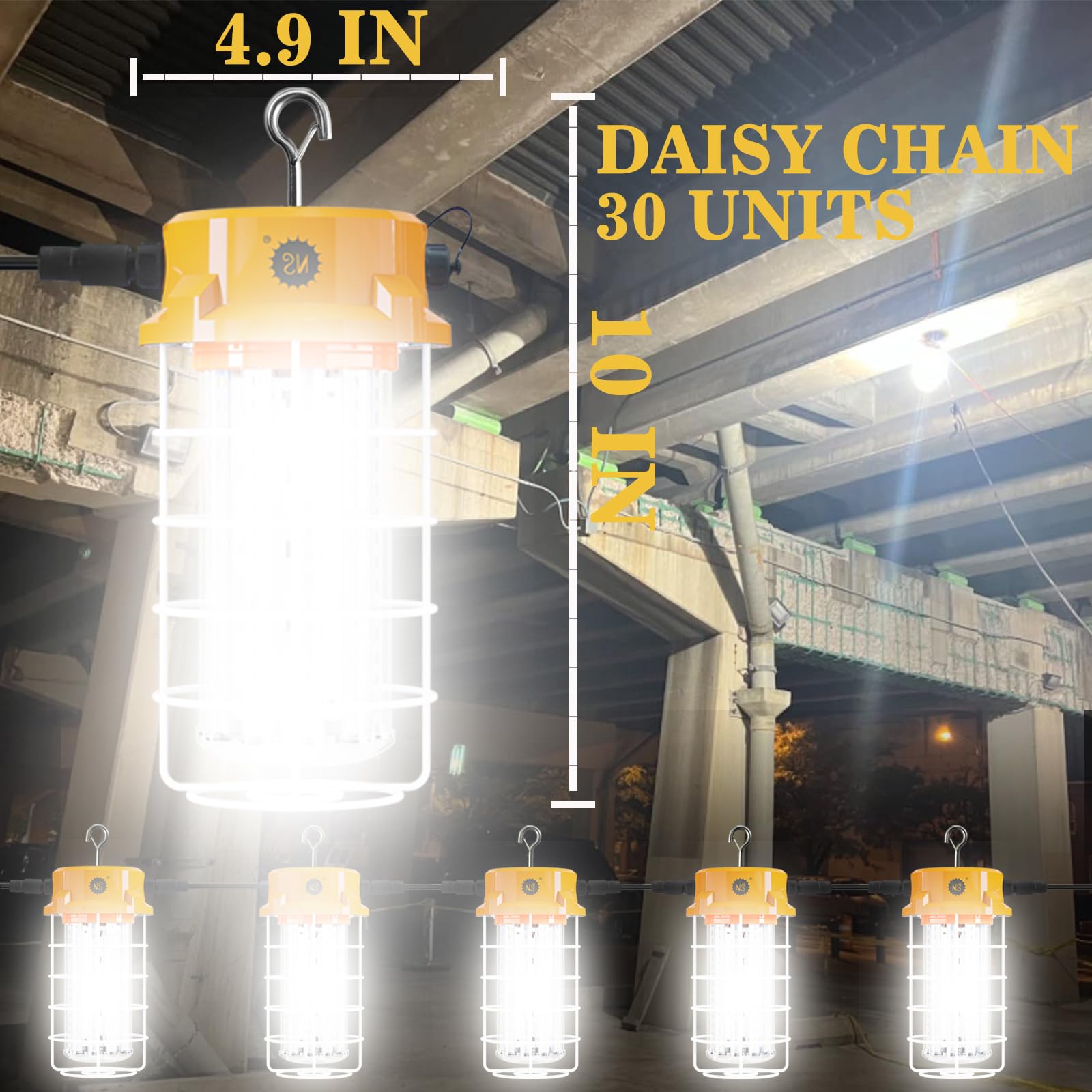 NS 15000LM 100W LED Work Light | ETL/UL Certified | 360° Coverage | Orange | Model TWL100W-C