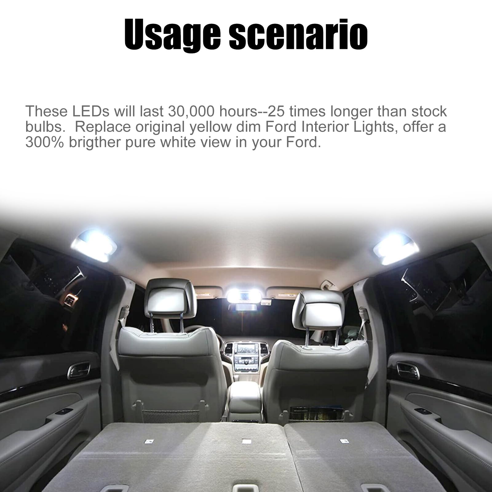 Vrasly 14 pcs LED Interior Light Kit for 1999-2016 Ford F-250 F-350 Super Duty - 6000K Map, Dome, Cargo & License Plate Bulbs