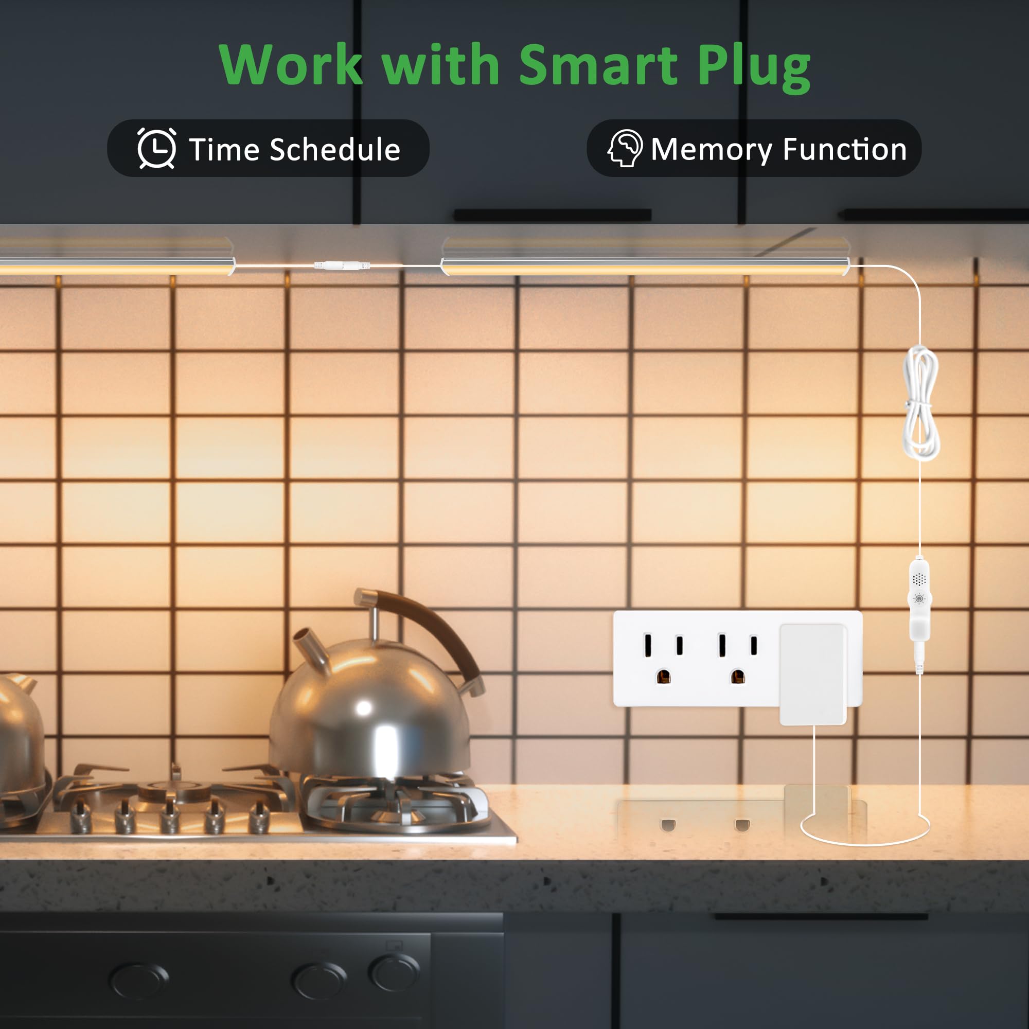 Maylit Under Cabinet Lights Plug In, 3 Pcs 12 Inch Ultra Thin Under Cabinet Lighting, Super Bright Warm White Under Counter Lights For Kitchen, Dimmable Light For Cabinet, Counter, Workbench, Desk