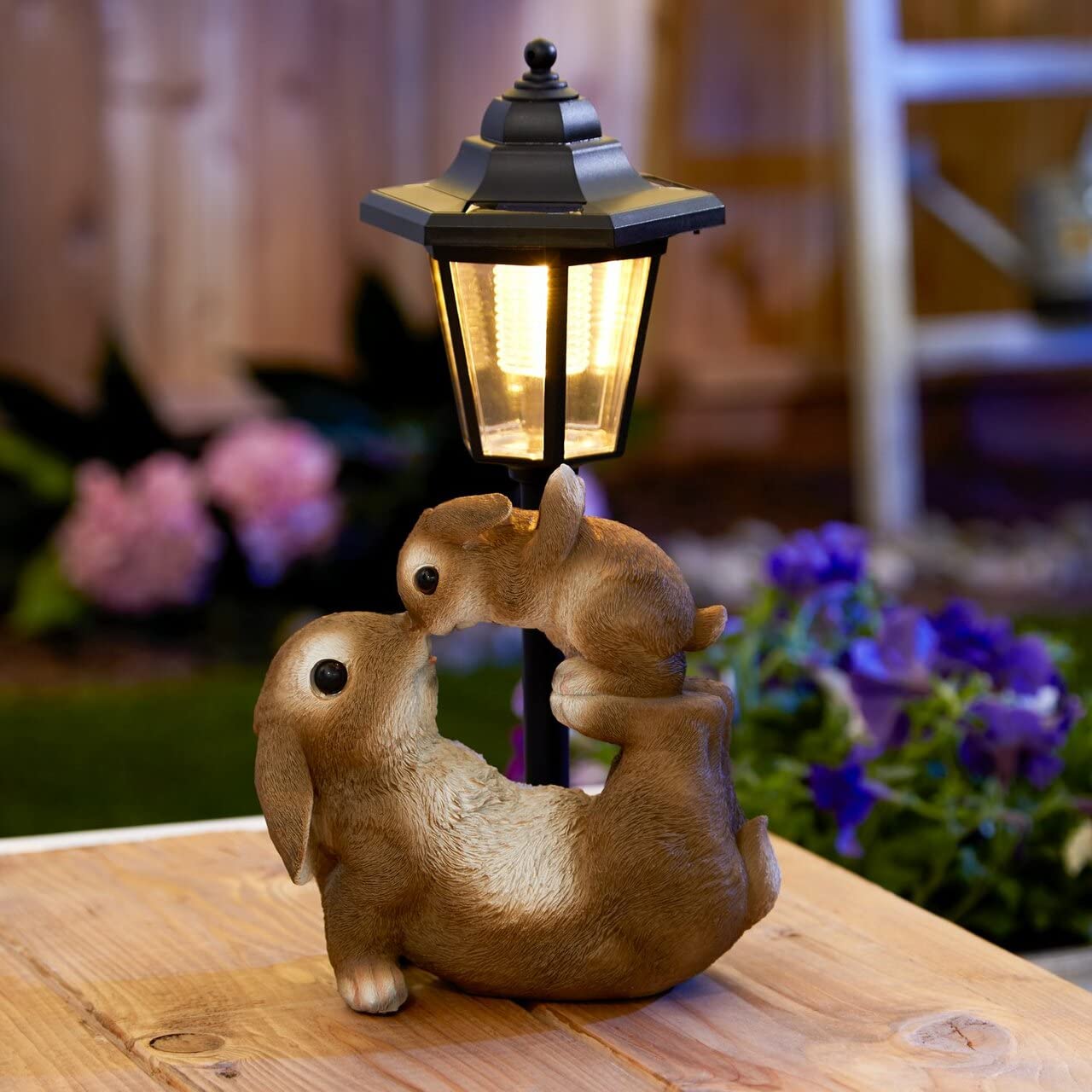 Summerfield Terrace 10018806 Adorable MOM and Baby Rabbit Solar LAMP