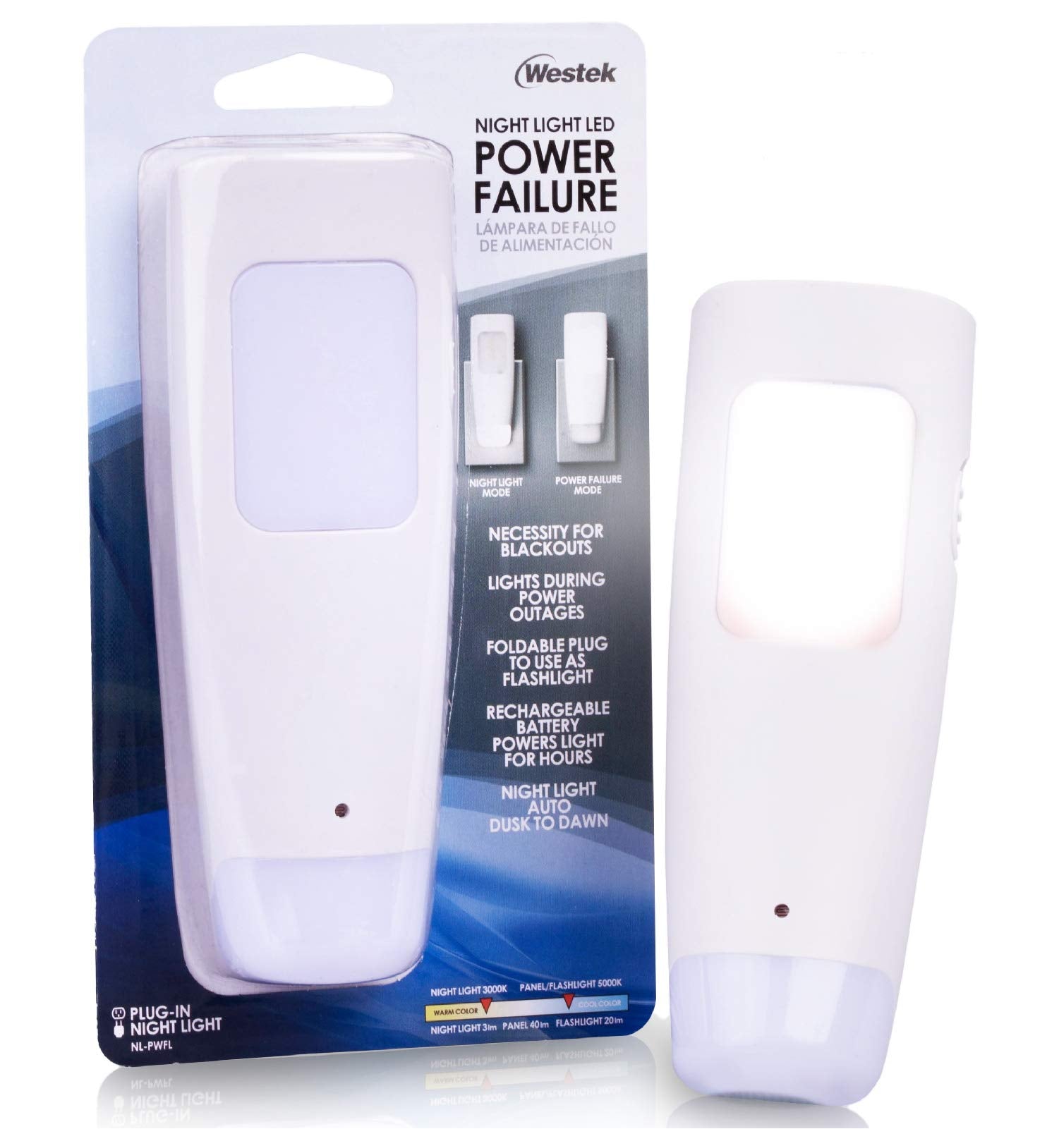 Westek Led Emergency Lights For Home Power Failure, 6 Pack - 3 Function Power Failure Light, Rechargeable Flashlight And Night L