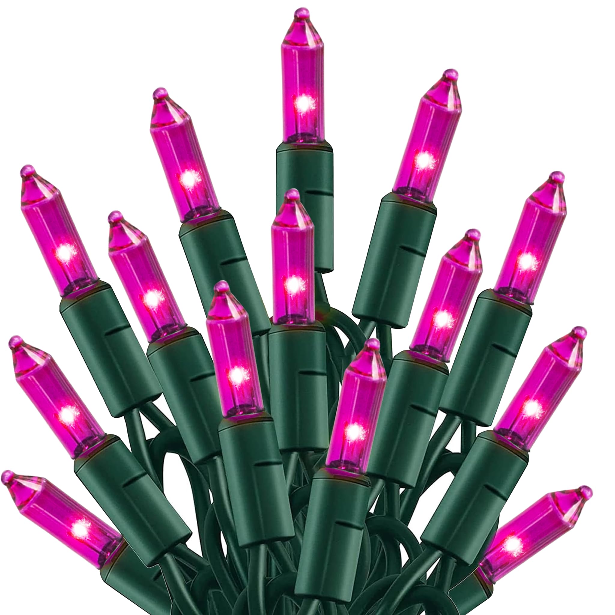 TW SHINE Christmas Lights, 20FT 100 Count Incandescent Mini Christmas Tree Lights, Waterproof Xmas String Lights for Outdoor Indoor Home Party Yard Decorations, Pink