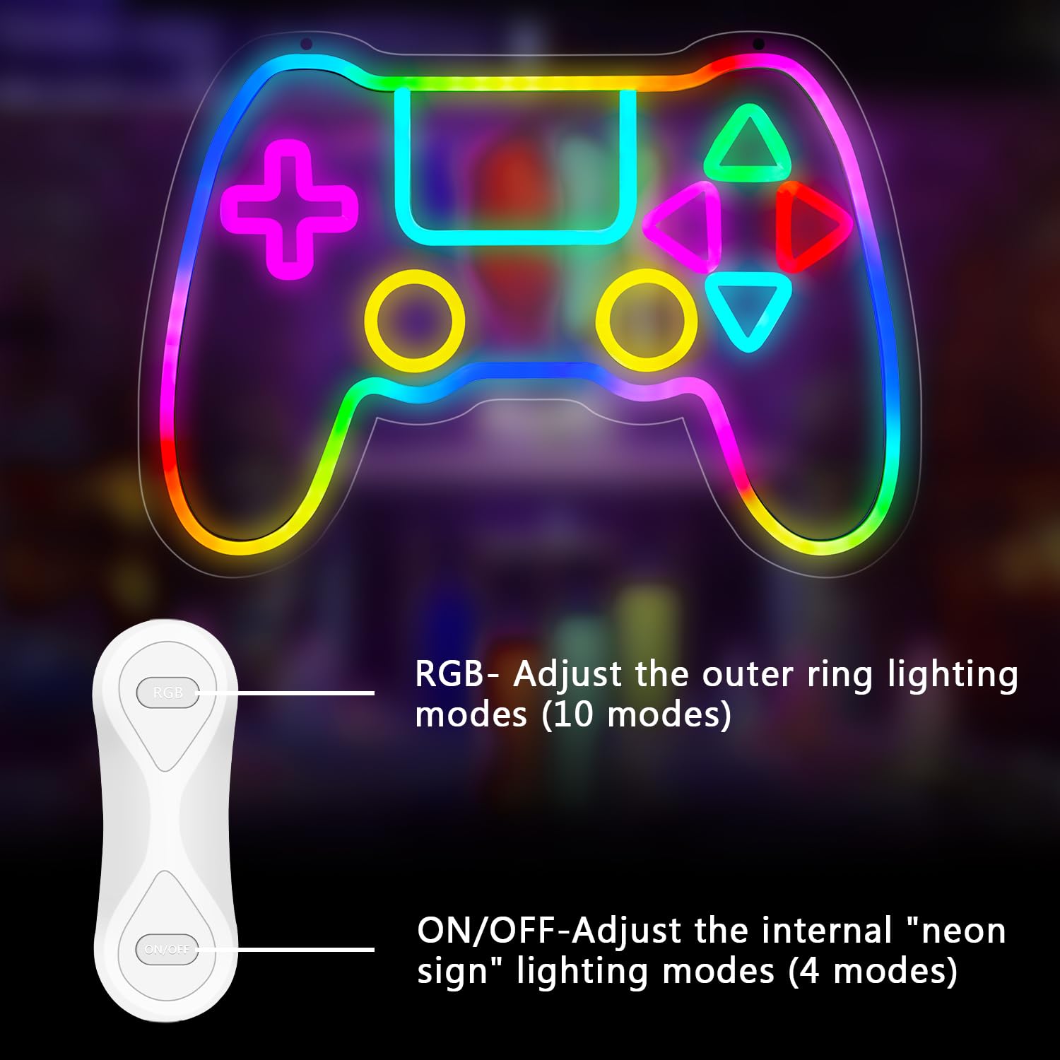 Qusea Gamer Neon Sign Gamepad RGB LED Lights 16 x 11 in Acrylic Gamepad-1 Model Dengpai