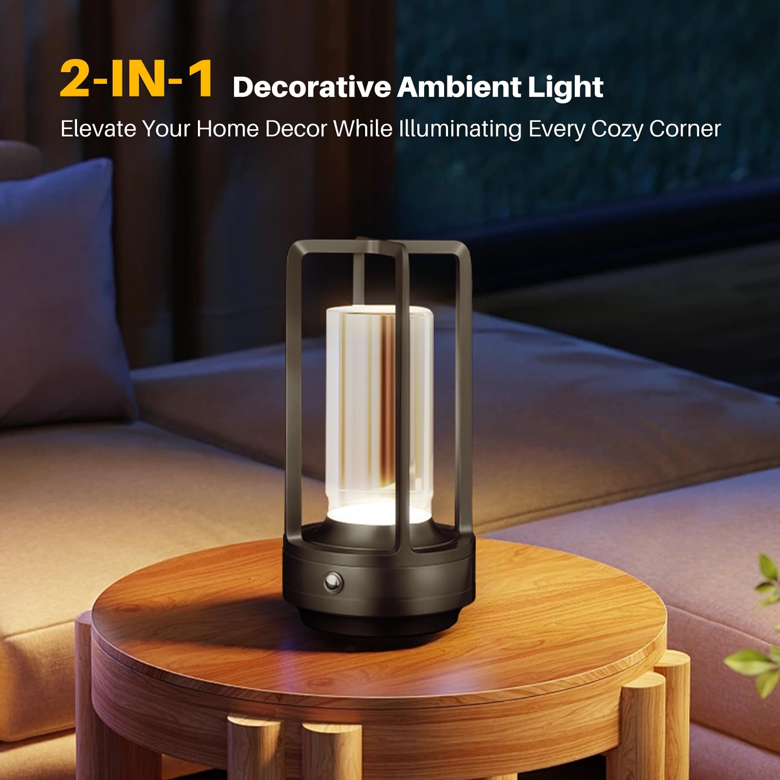 UMLAEN Rechargeable Table Lamp, Stepless Dimming, Crystal, 2 Pack, Black, Model BG6004HS-A4