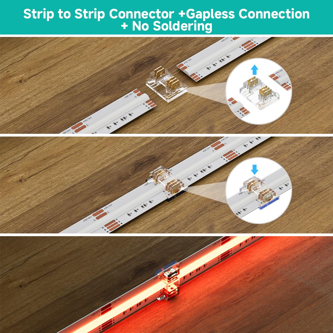 BTF-LIGHTING FCOB 12MM 5PIN Connector Kit for RGBW LED Strip Lights, Multicolor, L-Shaped, 24AWG Wire