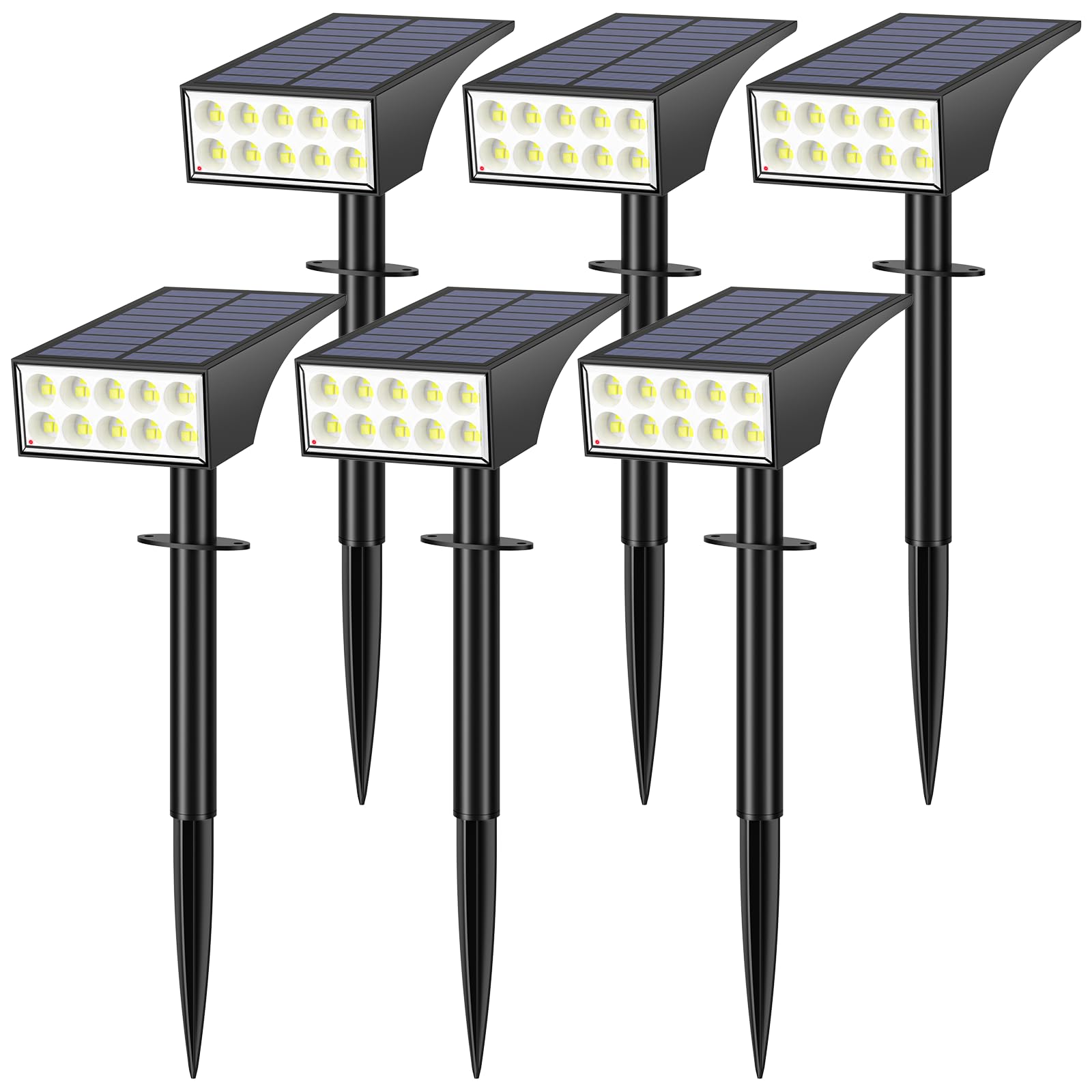 WENATY Solar Spot Lights Outdoor, IP65 Waterproof, 4 Brightness Modes, 6 Pack, Cool White, ABS & Monocrystalline Silicon