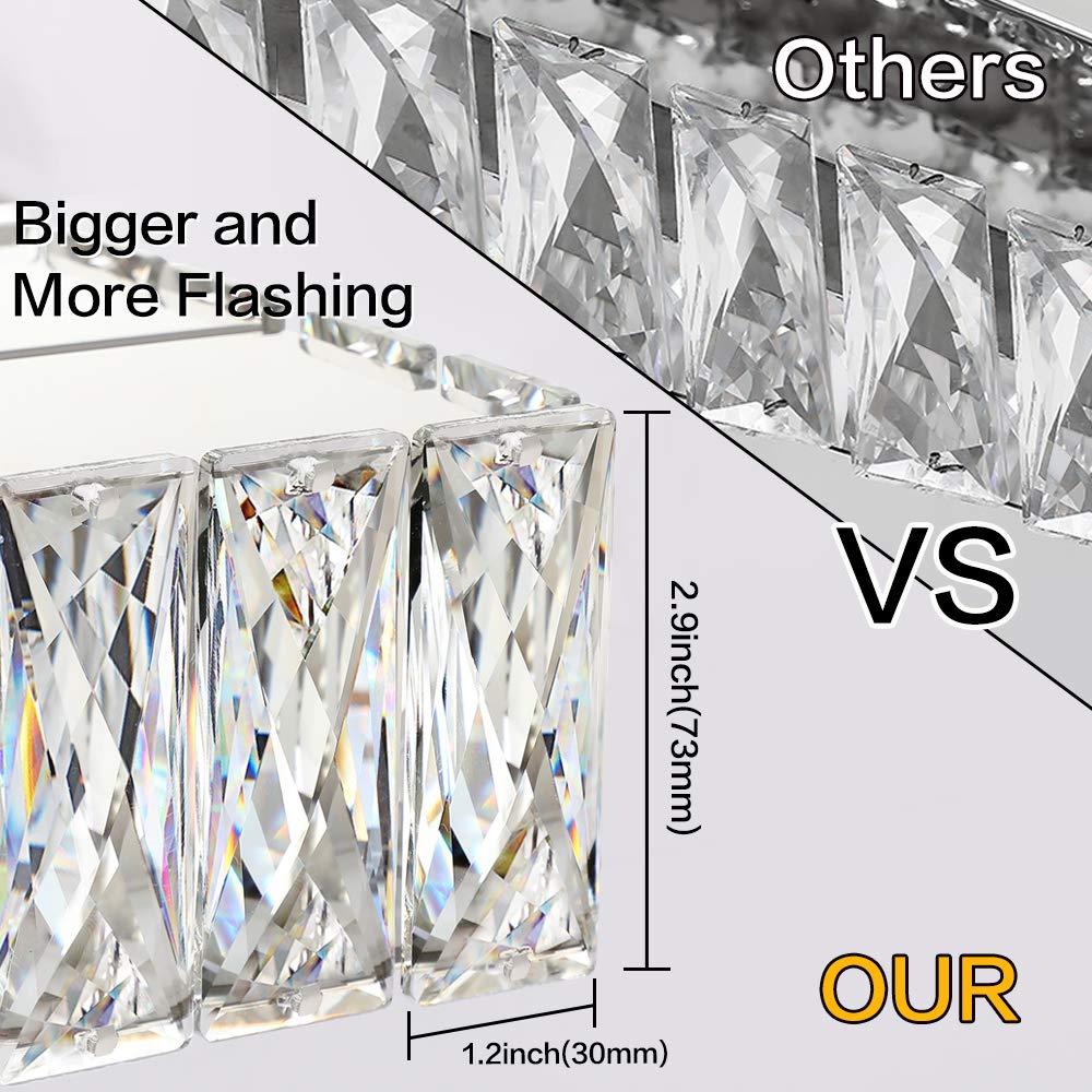 ZUZITO Modern Crystal 5 Light LED Bathroom Vanity Lights Over Mirror Chrome Stainless Steel Lighting Fixtures for Bath (Z7800-5)