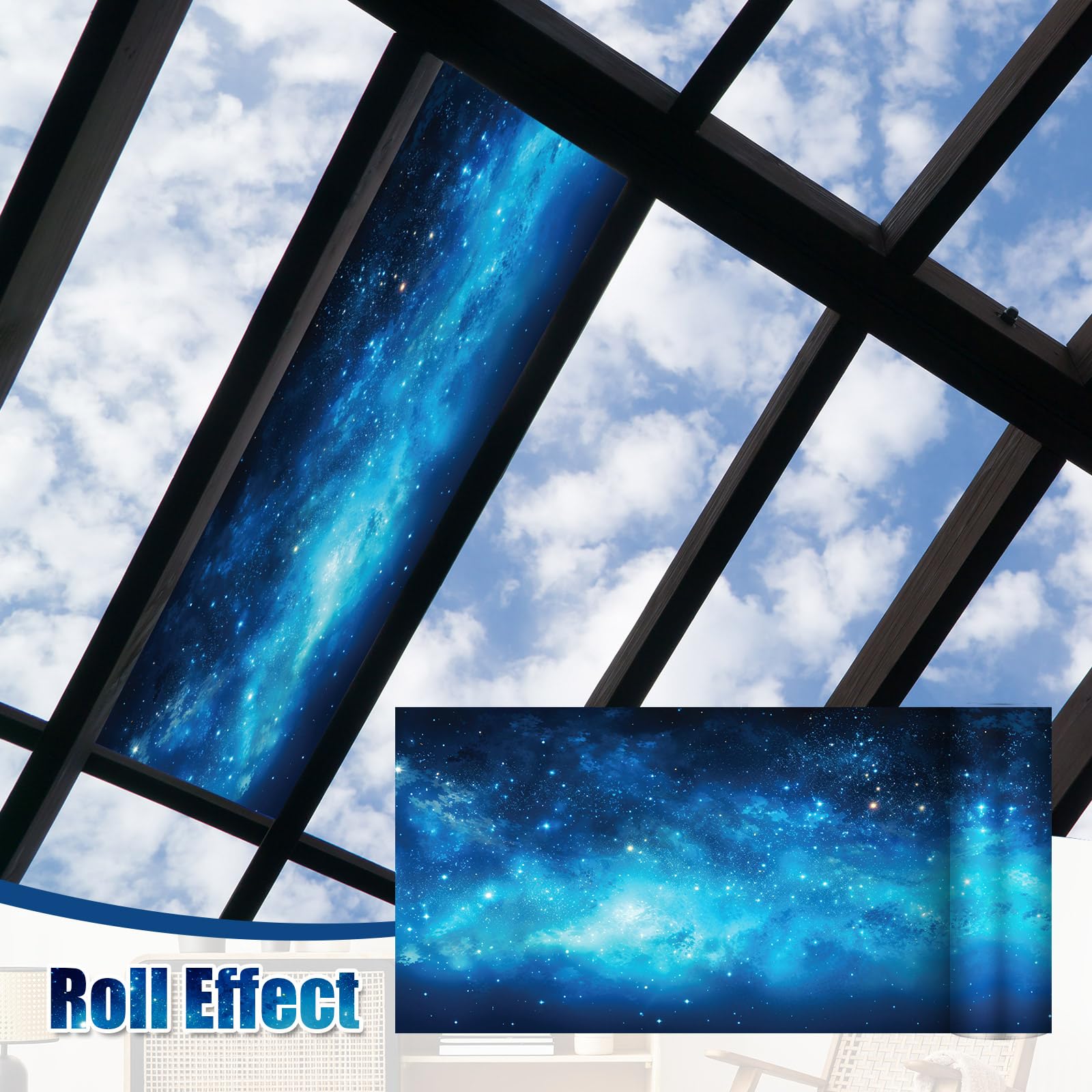 Outus Fluorescent Light Cover with 10 Magnets, 2 x 4 ft, Polyester, Starry Sky Design