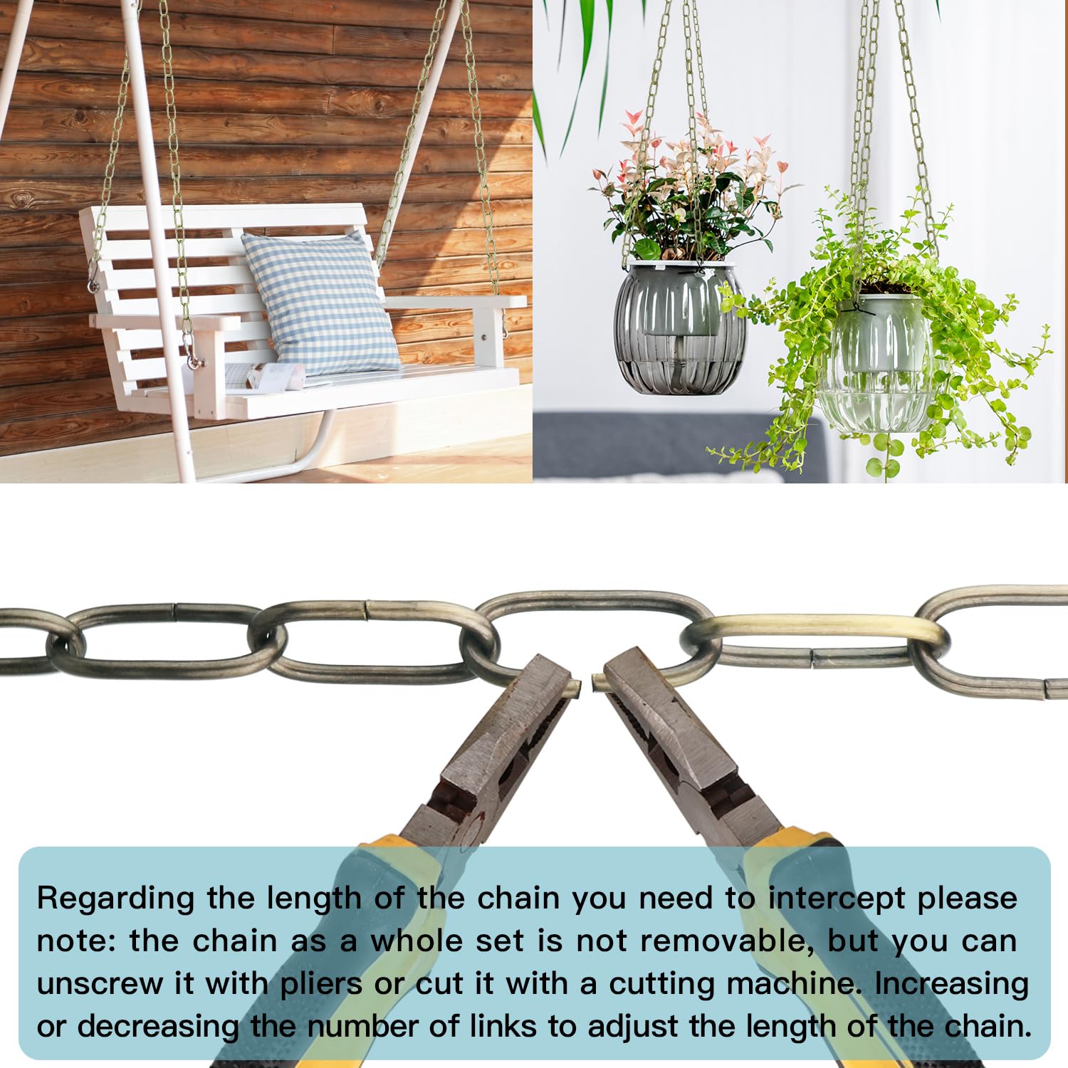 Helunsi Bronze Chandelier Chain - 6Ft Heavy Duty Iron Light Fixture Extension With Connection Link Lock