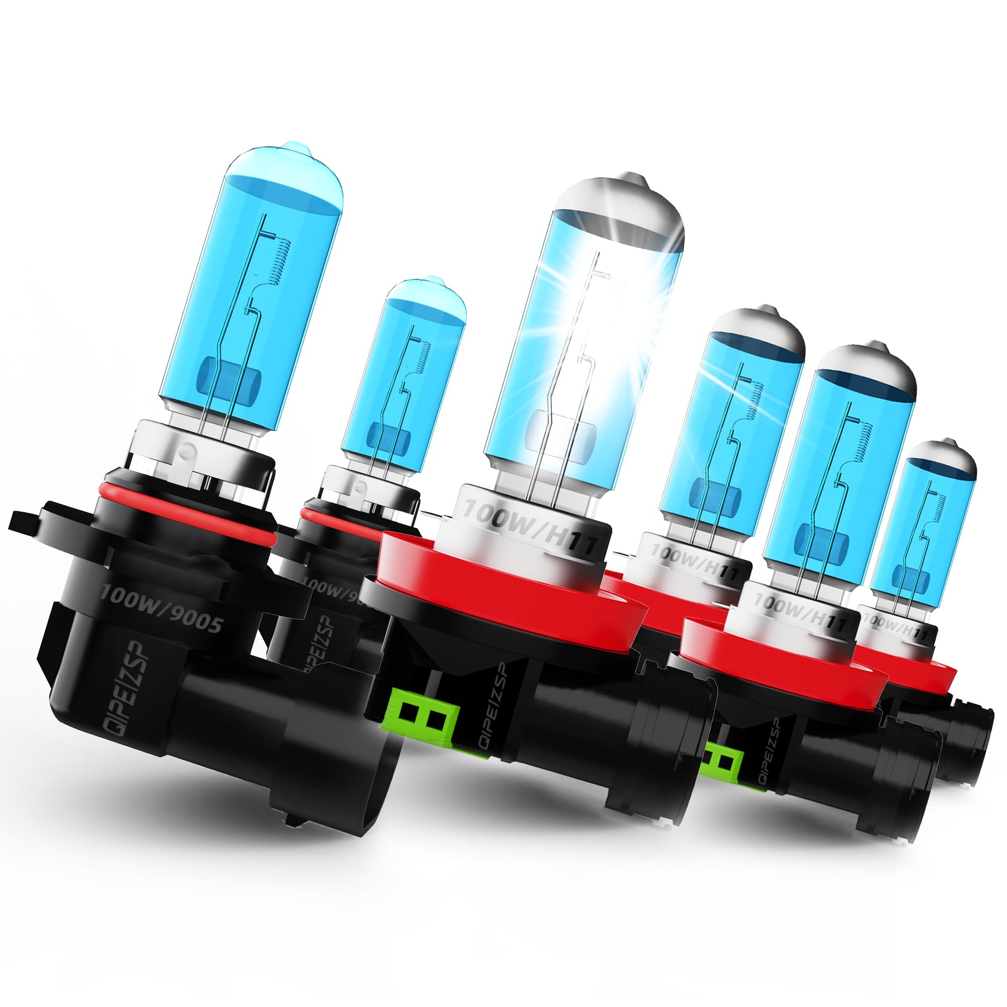 QIPEIZSP Headlight Bulbs Compatible with Chevy Silverado 2500 2008-2014,9005/HB3 High Beam + H11/H8/H9 Low Beams + h11 Fog Light