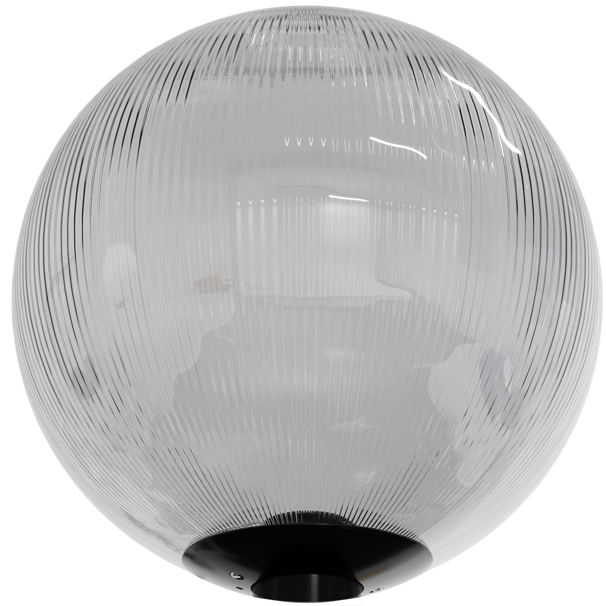 Kastlite Lamp Post Globe Combo Lighting Fixture | 12 Neckless Prismatic Lens With Black Fitter Wing Clips | Fits 3 Diameter Posts (Not Included) | Comes With With 5000K Led Bulb