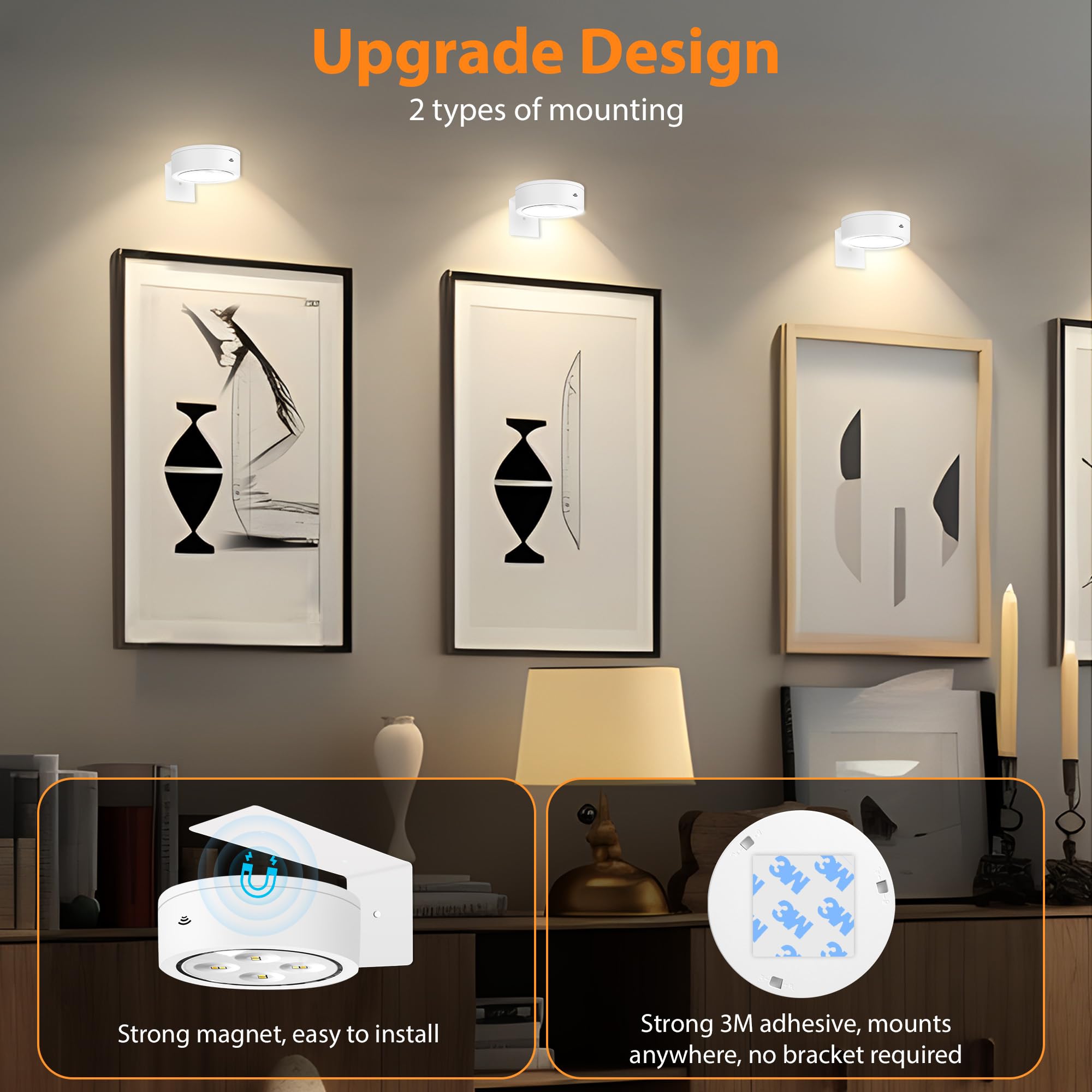 6Pcs Picture Light Battery Operated, 13 Rgb Color Magnetic Led Art Display Light For Picture Frame, Battery Powered Painting Lig