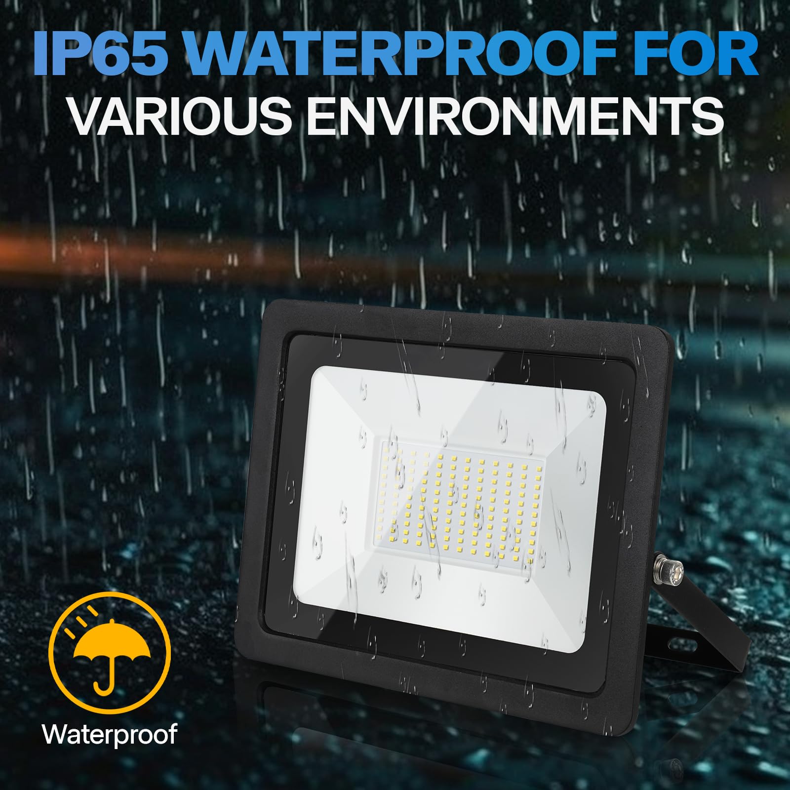 Leddictive 2 Pack 50W Outdoor Flood Light, 5000LM LED Work Light, IP65 Waterproof, 6000K Daylight, Adjustable Bracket