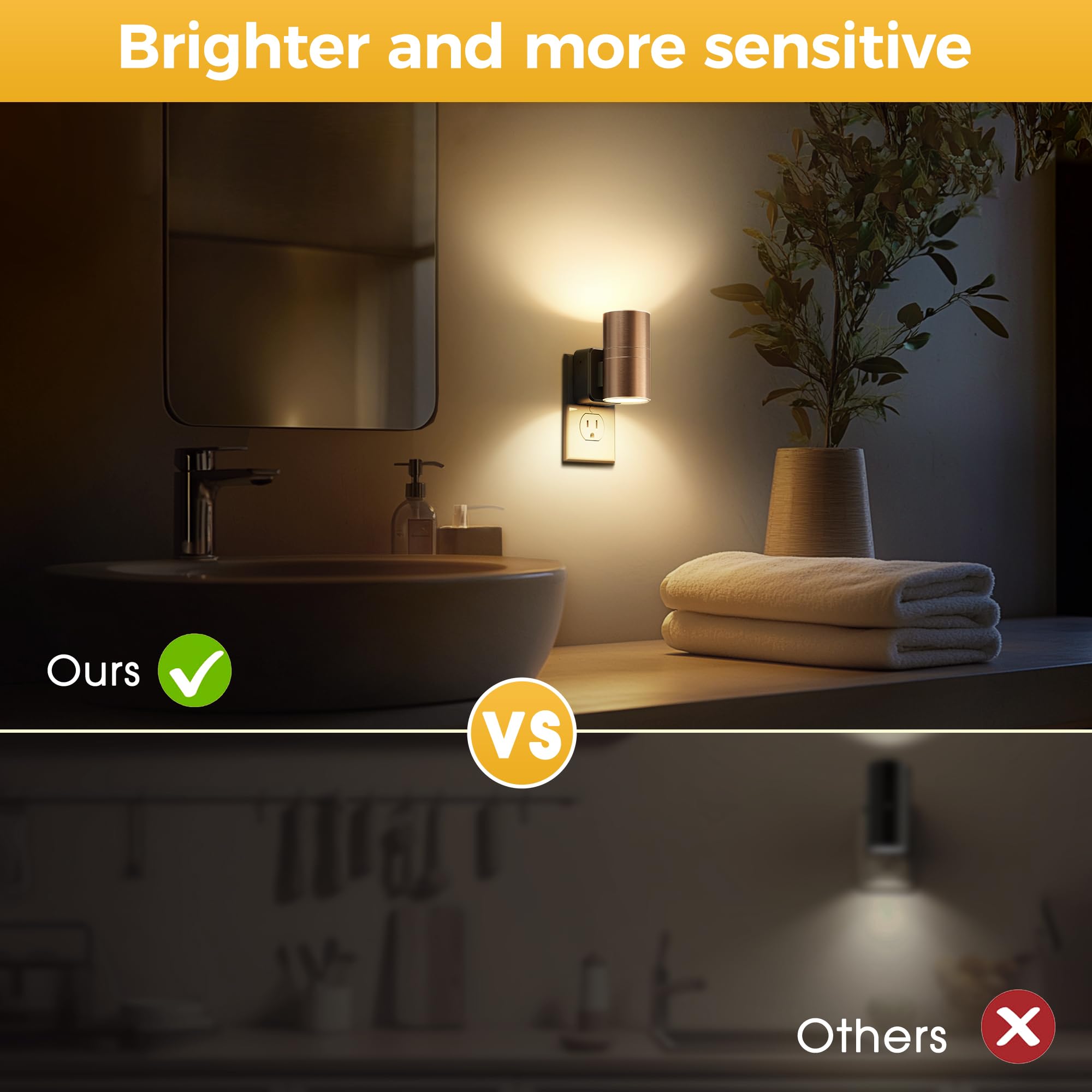 L LOHAS LED Night Light, 2-Pack Dimmable Soft White 3000K, Rose Gold, Modern Design for Kids Bedroom & Hallway, Model GY06002RGUS-2