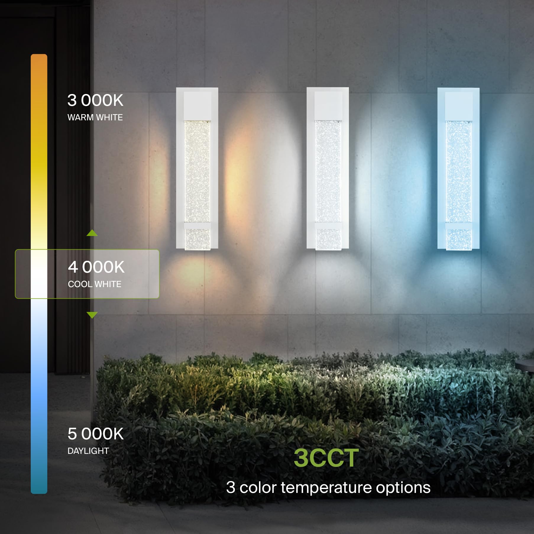 Asd Led 18 Inch Bubble Glass Wall Light Fixture | 12W 500Lm 3000K-5000K 120V | 3Cct, Waterproof, Dimmable, Etl Listed | Exterior