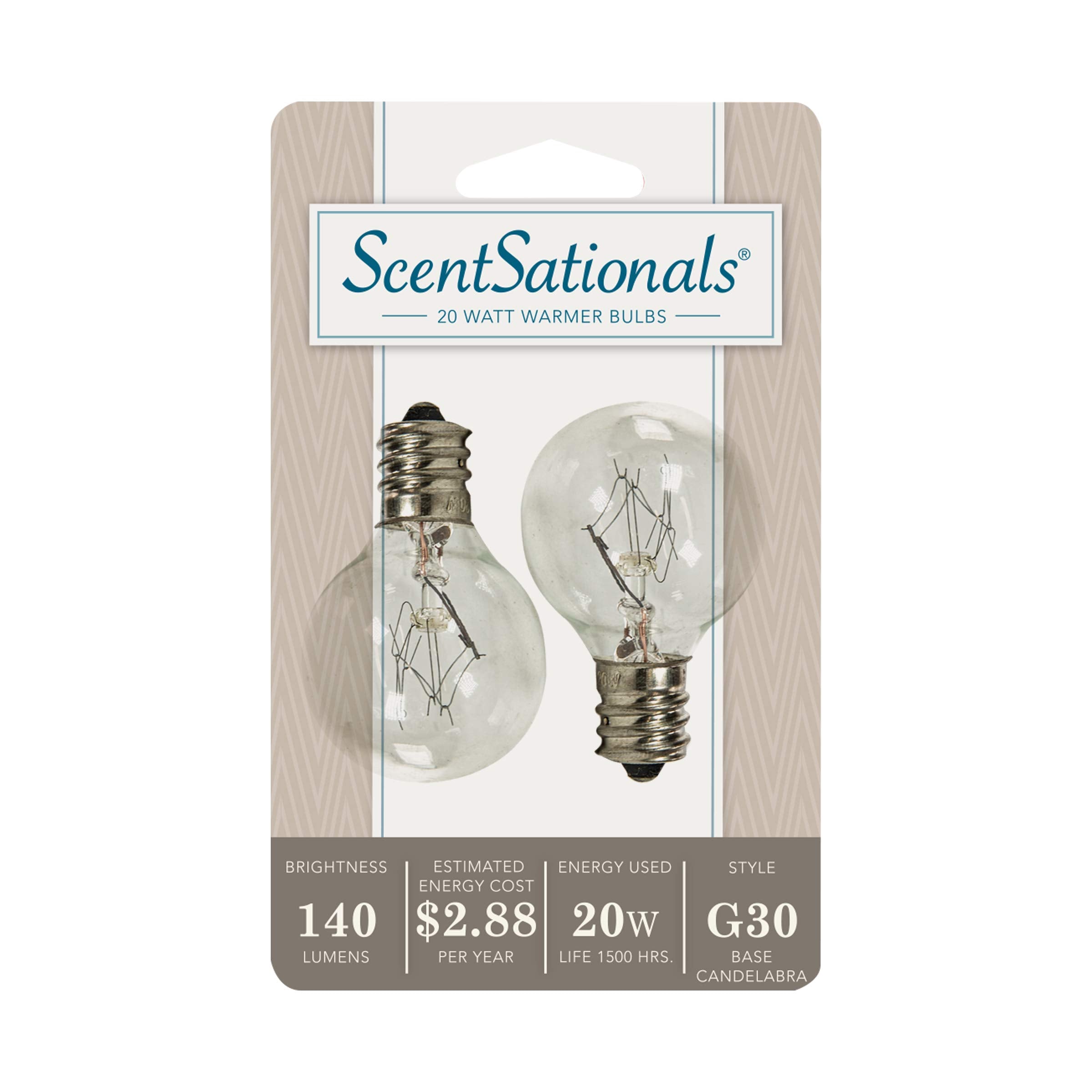 Scentsationals G30 Wax Warmer Light Bulbs - 20 Watt Clear Replacement Bulbs, 2 Count