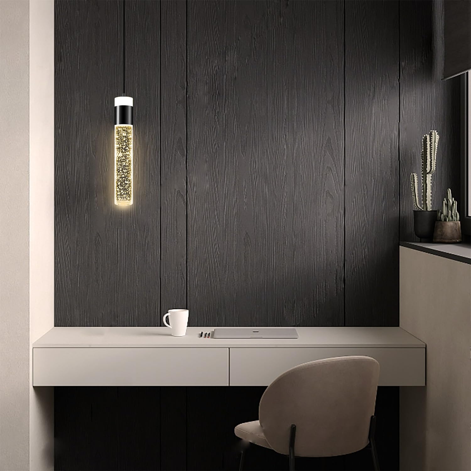 Modern Mini Crystal Pendant Light For Kitchen Island Bedroom Bedside Hanging Ceiling Lamp With Crystal Bubble Column, Led Dimmab