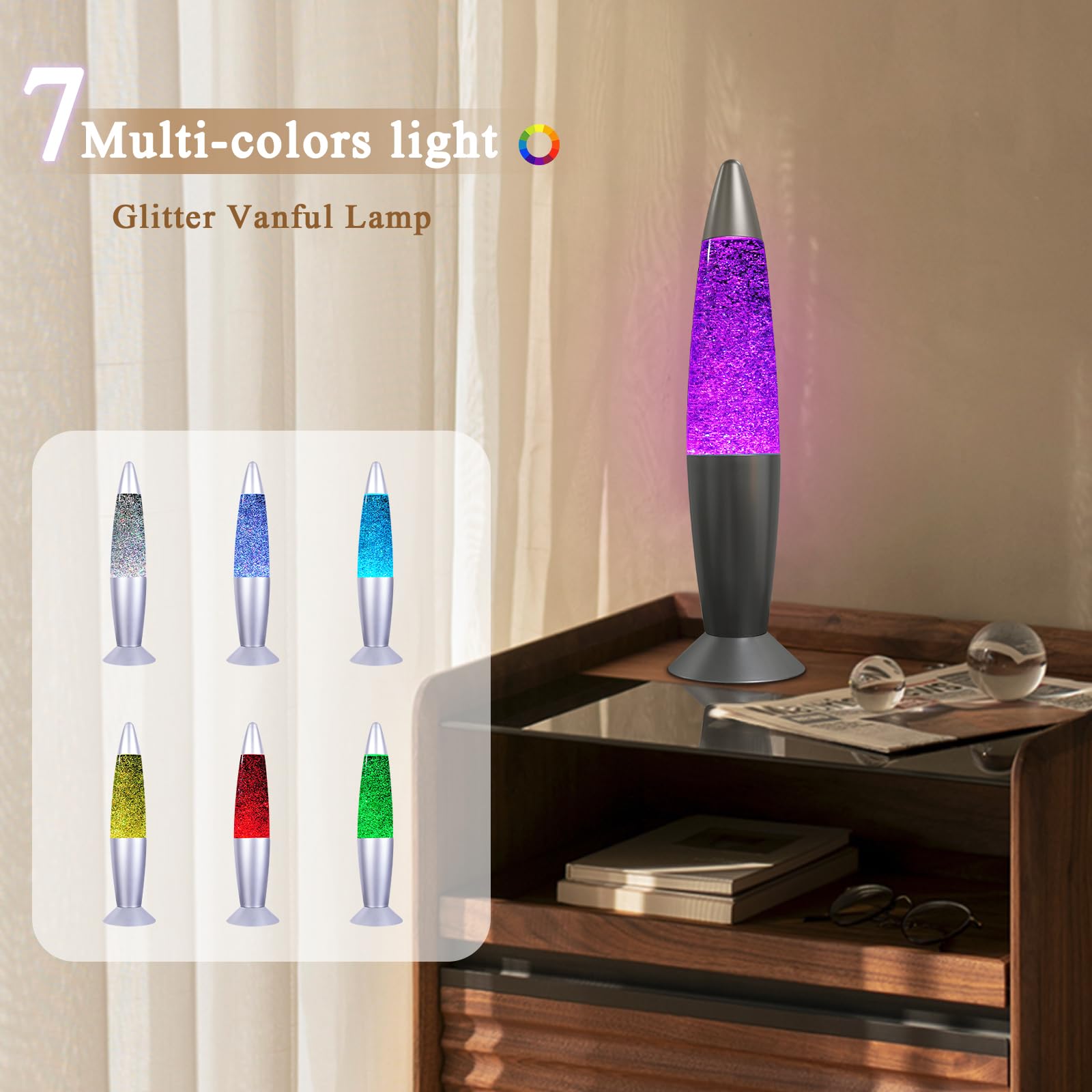 Vanful Glitter Color Changing Motion Lamp Perfect Christmas Thanksgiving Day Present for Adults and Kids LED Glitter Lamps with