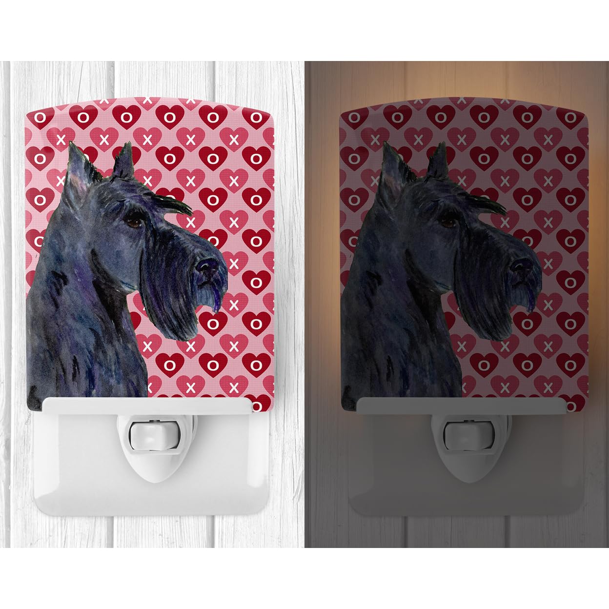 Carolines Treasures Ceramic Night Light, Scottish Terrier Hearts, UL-Certified, 6x4x3in, Multicolor, Model SS4529CNL