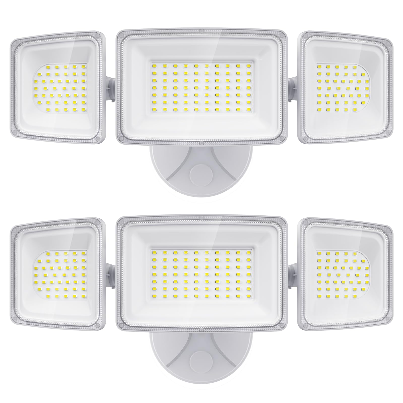 Onforu 100W Outdoor Flood Lights, 9000LM, 6500K, 3 Adjustable Heads, IP65 Waterproof, White, Model BDB100-3, 2 Pack