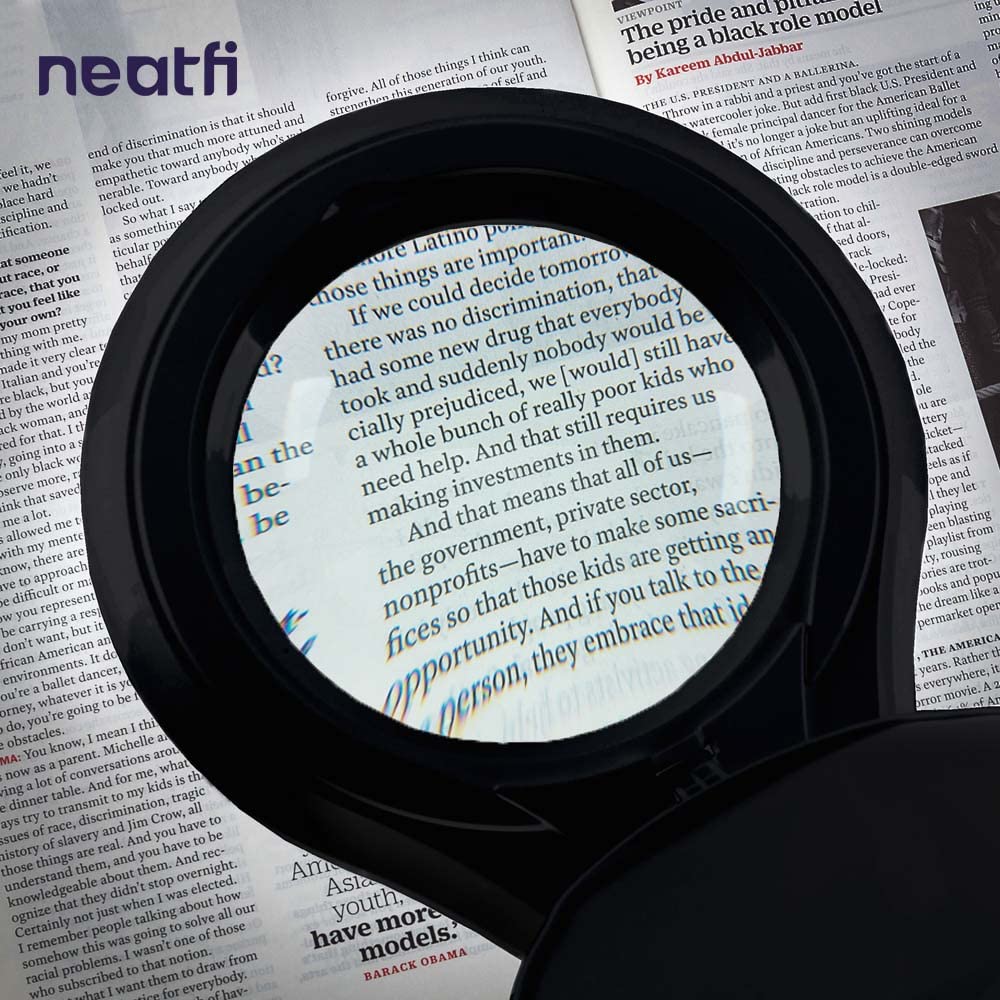 Neatfi LED Magnifying Lamp with Clamp, 1200 Lumens, Dimmable, 5in Lens, 8 Diopter, Iron, Black, Model 9003LED