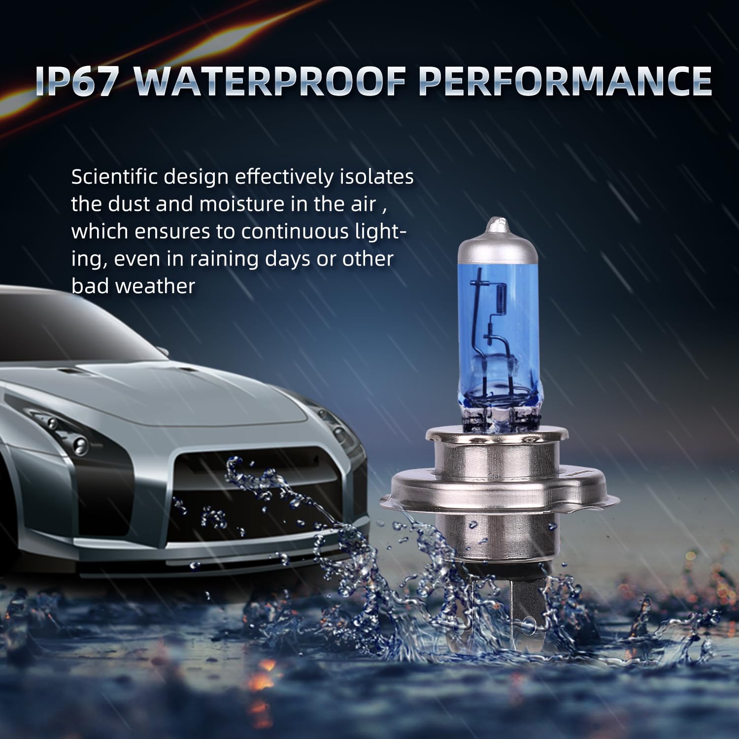 Sinoparcel H7 Halogen Headlight Bulbs, 5000K White, 270% Brighter, High/Low Beam, Pack of 2