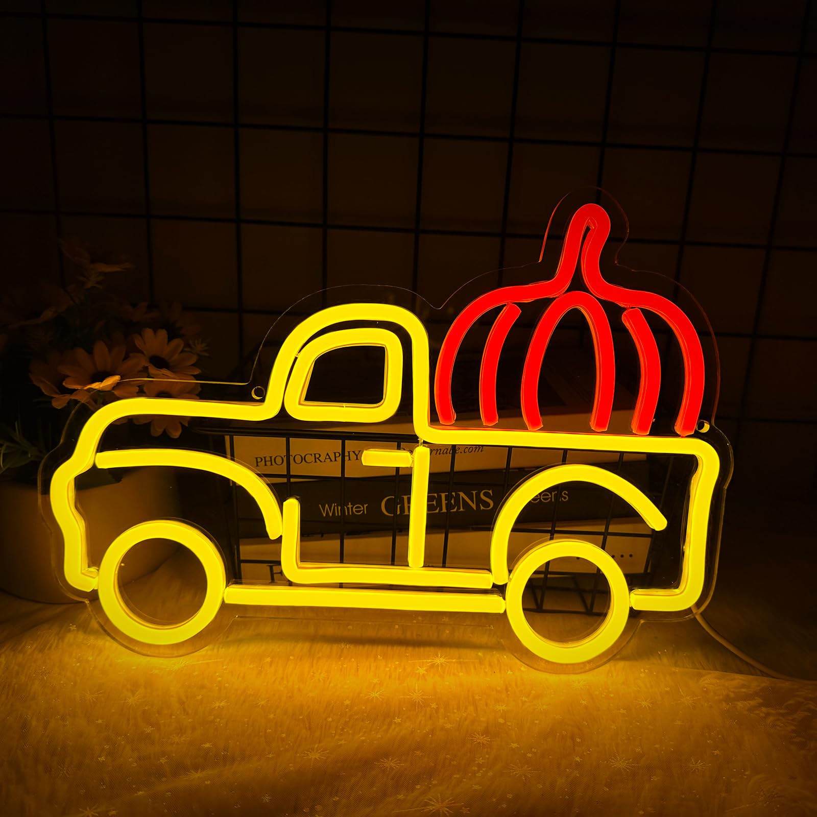 Thanksgiving Truck Neon Signs  Dimmable Truck Pumpink Autumn Neon Lights Signs For Wall Decor  Usb Powered For Thanksgiving Party Kids Gift Home Bar Harvest Man Cave Store Decor  13.78 ? 9.84