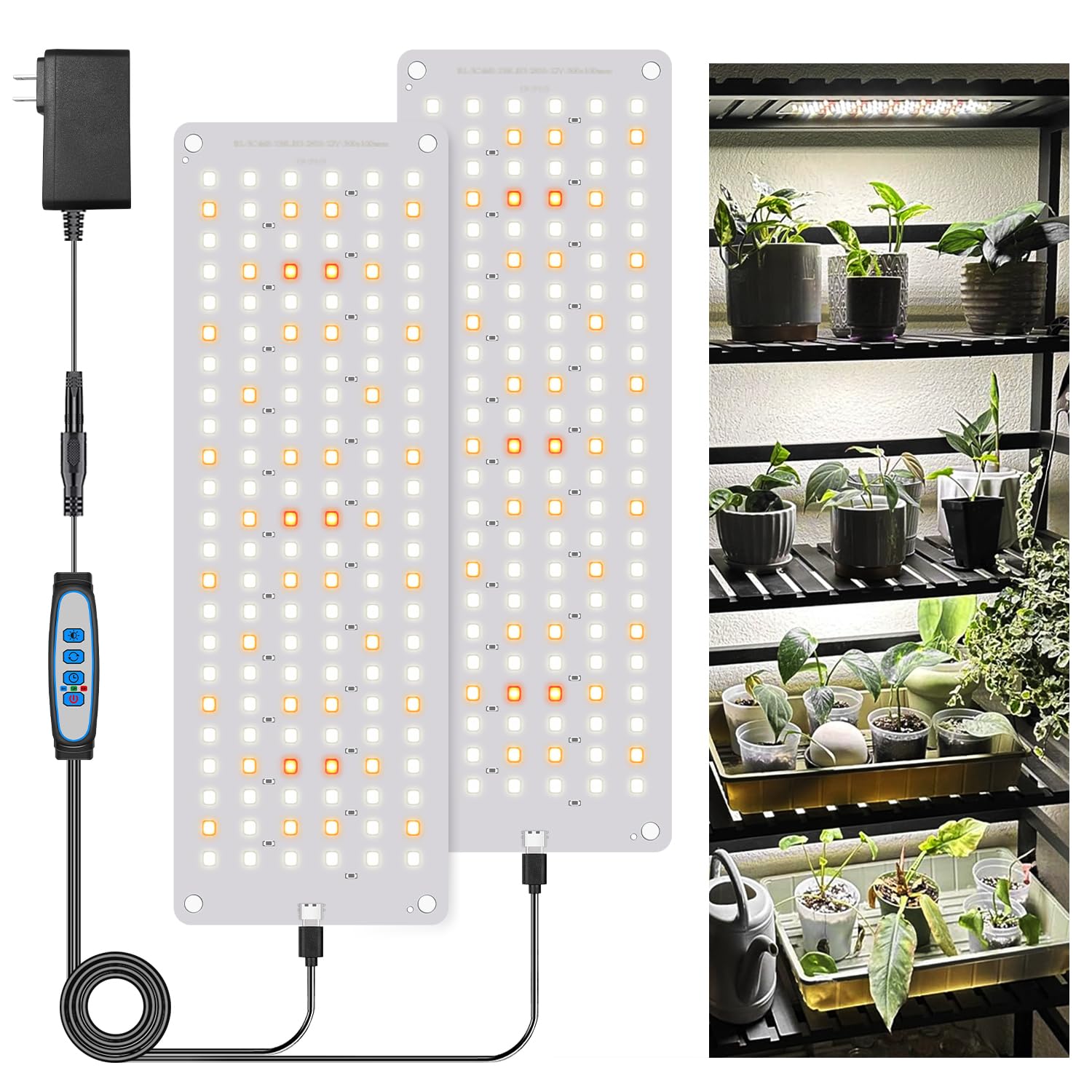 Garpsen Grow Lights for Indoor Plants, Upgraded Version 4 Head 80 LED Full Spectrum Grow Lamp with Timer, 3 Lighting Mode, 10 Di