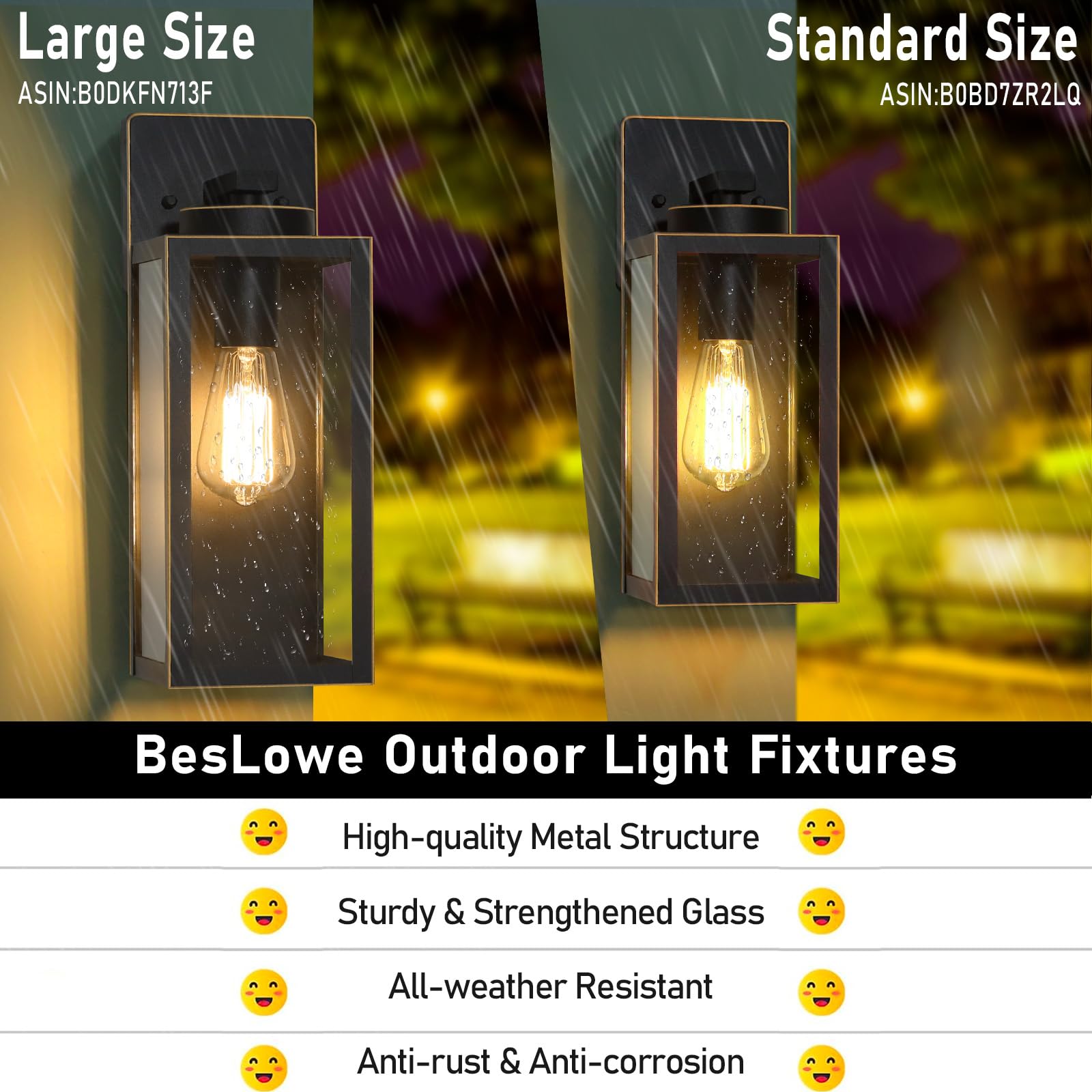 Large Size Outdoor Wall Light Fixtures, Exterior Lighting Fixtures Porch Sconces Wall Mounted, Waterproof Bronze Outdoor Wall La