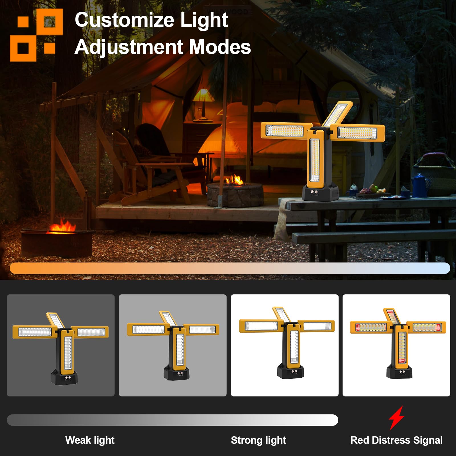 Iodoo 13200Mah Rechargeable Solar Work Light With Folding Stand Support And Portable Carrying Bag, 8000 Lumen Stepless Dimmable, 4 Lighting Modes, White/Warm/Warm White (No Tripod)