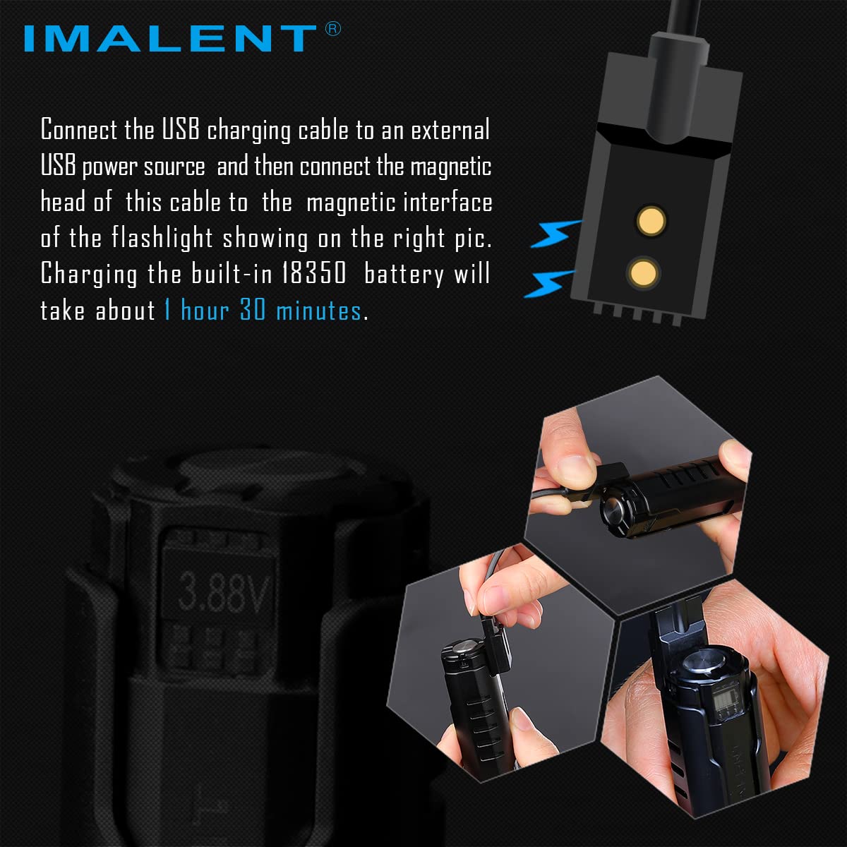 IMALENT LD70 EDC Flashlight, 4000 Lumens, CREE XHP70.2 LED, Small, Aluminum, Blue