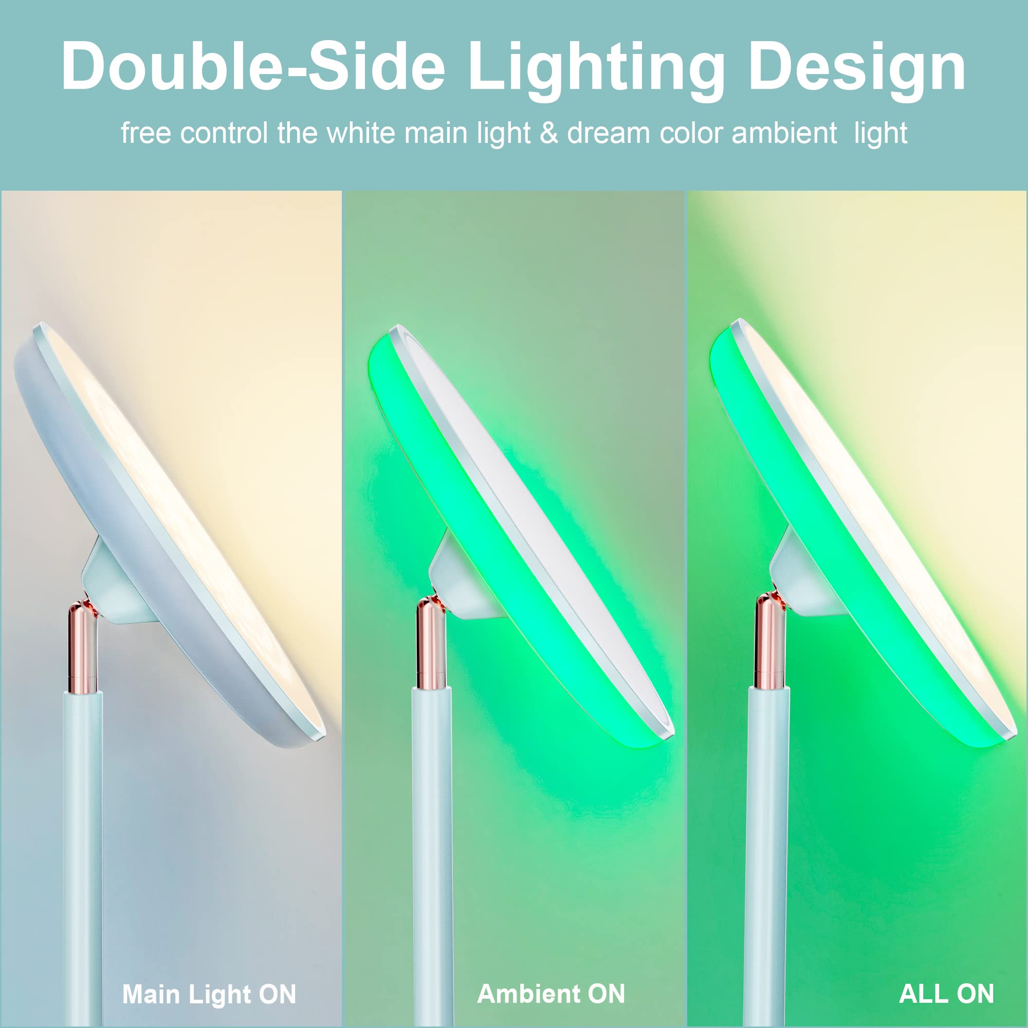 Floor Lamp, 42W 3700Lm Modern Torchiere Sky Led Lamps, Super Bright Tall Standing Pole Light With Remote, 4 Color Temperature, M