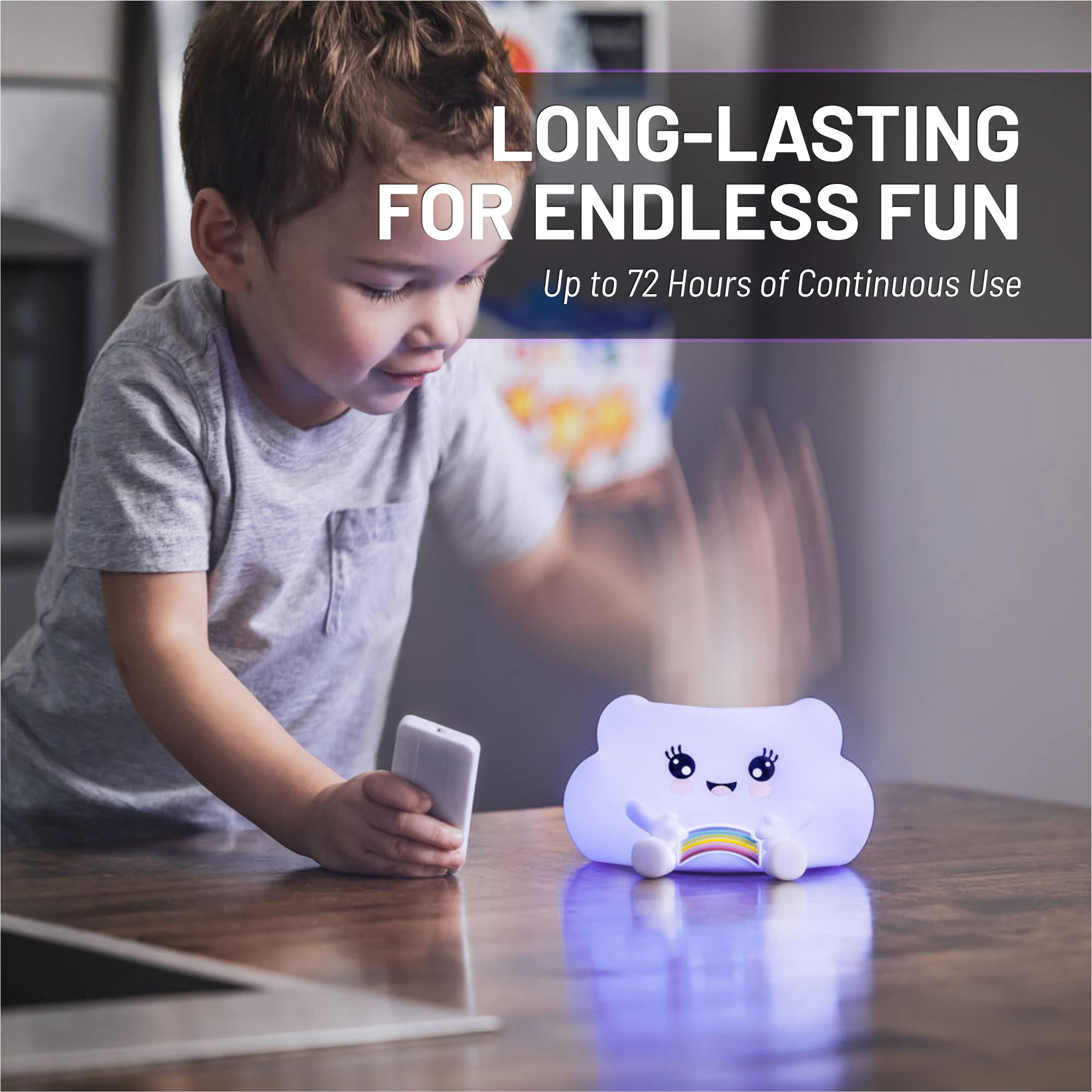 Lumipets Kawaii Cloud Silicone Night Light, Rechargeable, Color Changing, Remote Control, 12 Hour Battery, Toddler Room Decor, Multicolor, Lumipets24