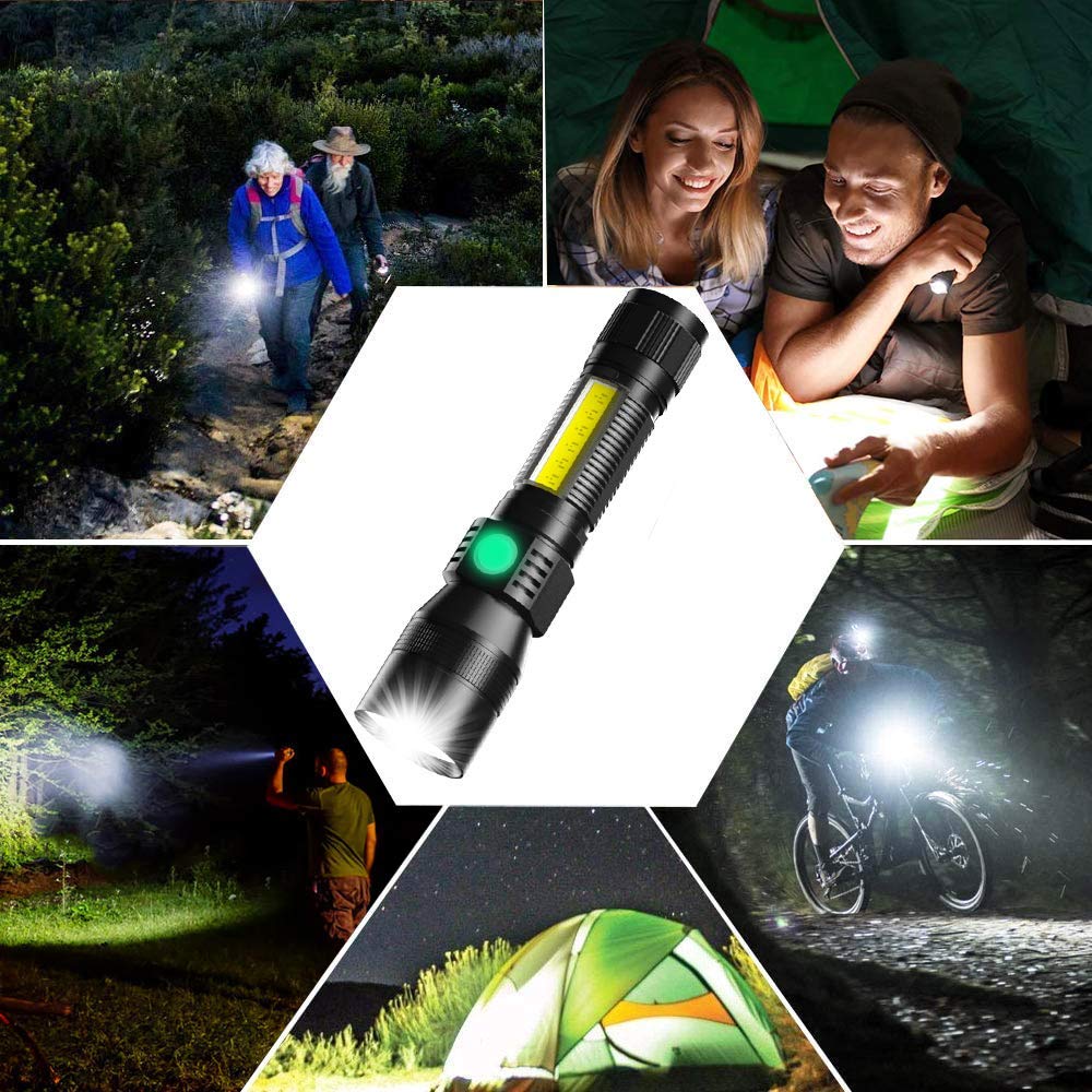 Hoxida Black Light Uv Flashlight - 2000 Lumen Tactical Led, 3-In-1 Modes, Rechargeable, Waterproof, 2Pcs, Aluminum