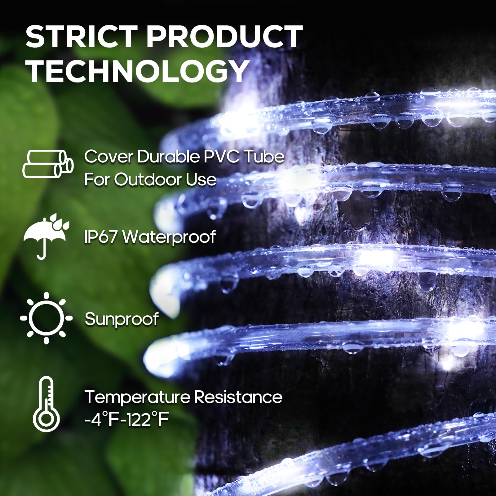 Icrgb Solar Rope Lights, Outdoor 39Ft 100Led String Lights, Ip67 Waterproof Solar Outdoor Lights, 8 Modes, Garden Christmas Ligh