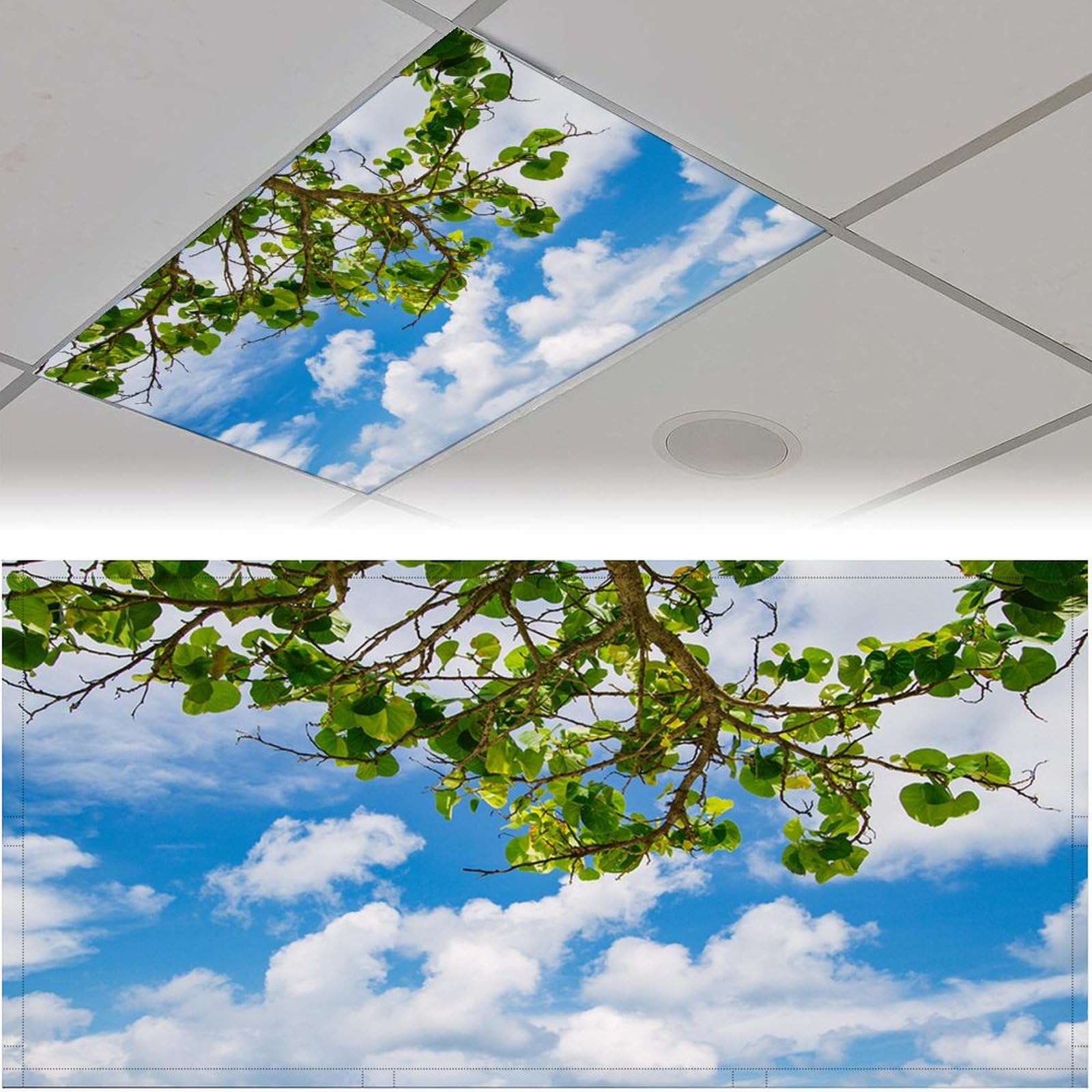 Fluorescent Light Covers For Classroom Ceiling Lights Magnetic Light Covers Fluorescent Light Filters For School Home Office Drop Ceiling Lamp Decor Light Filters 4X2Feet(Cloud)