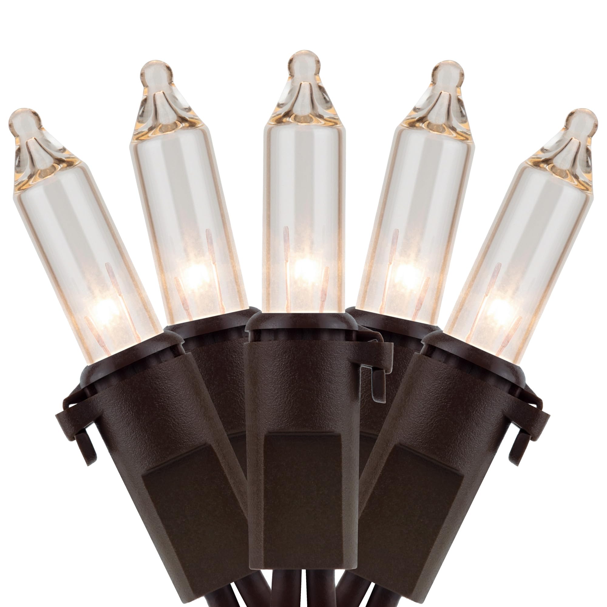 YULETIME Clear Christmas Lights with Brown Wire, Pack of 2 Strands 33 Ft 100 Count UL Certified Incandescent Mini String Lights 