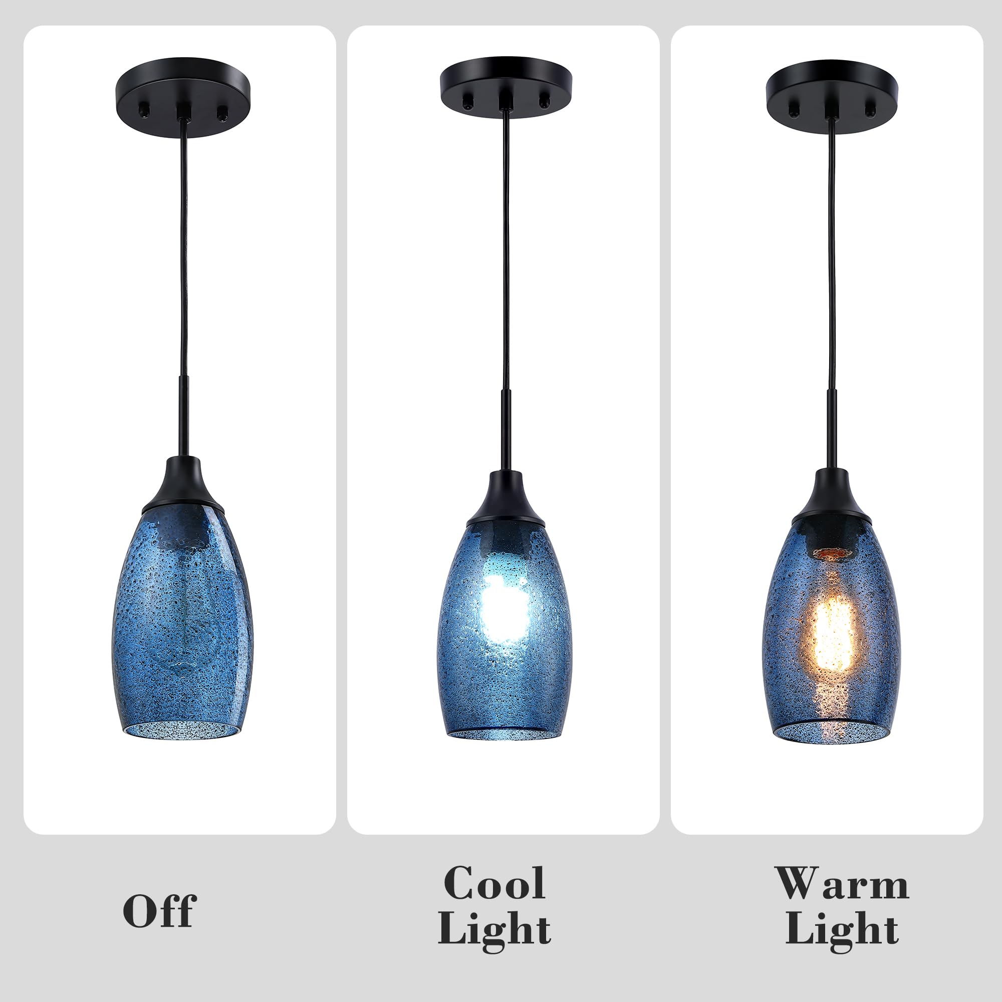 Dark Blue Seeded Oval Glass Lamp Shade Only Art Glass Shades For Kitchen Island Pendant Glass Lights Covers Light Fixture Replac