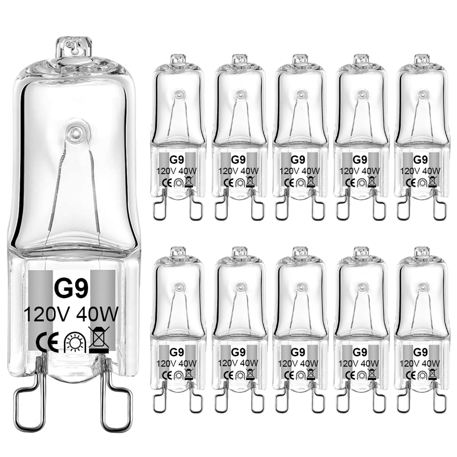 Lacnooe G9 Halogen Bulb 40W Dimmable T4 JCD Bi-Pin Base Warm White 10 Pack