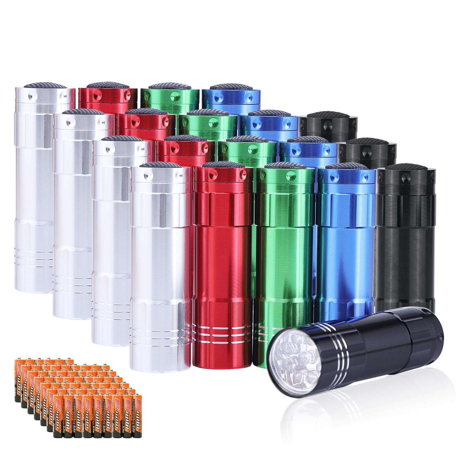 Yicosam 20 Pack Led Mini Flashlights, Super Bright With Lanyard & 60 Aaa Batteries For Camping