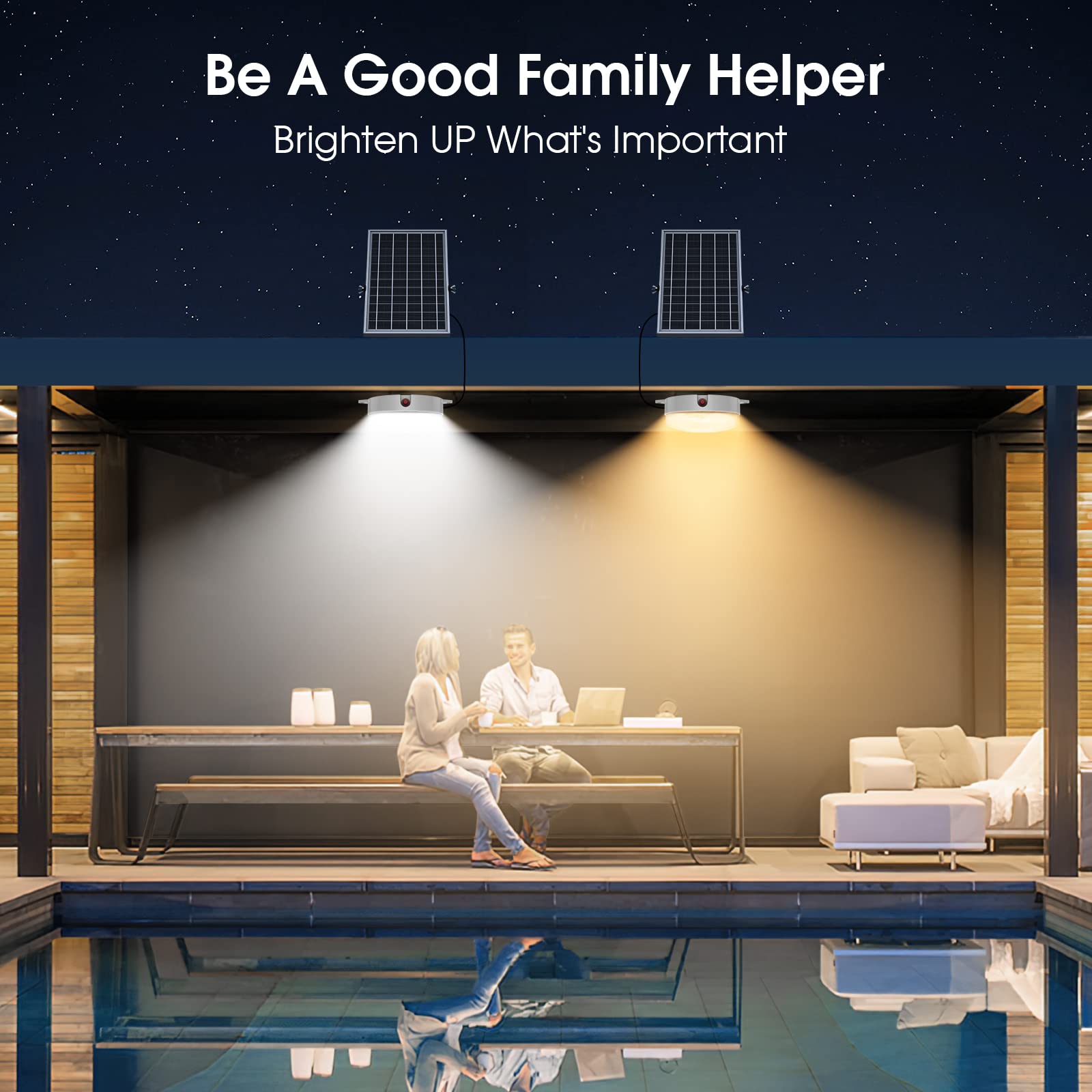 Uponun Solar Ceiling Light, Waterproof Dimmable 6000K/4000K/3200K Solar Shed Light With On Off Switch & Remote, Barn Lights Indo