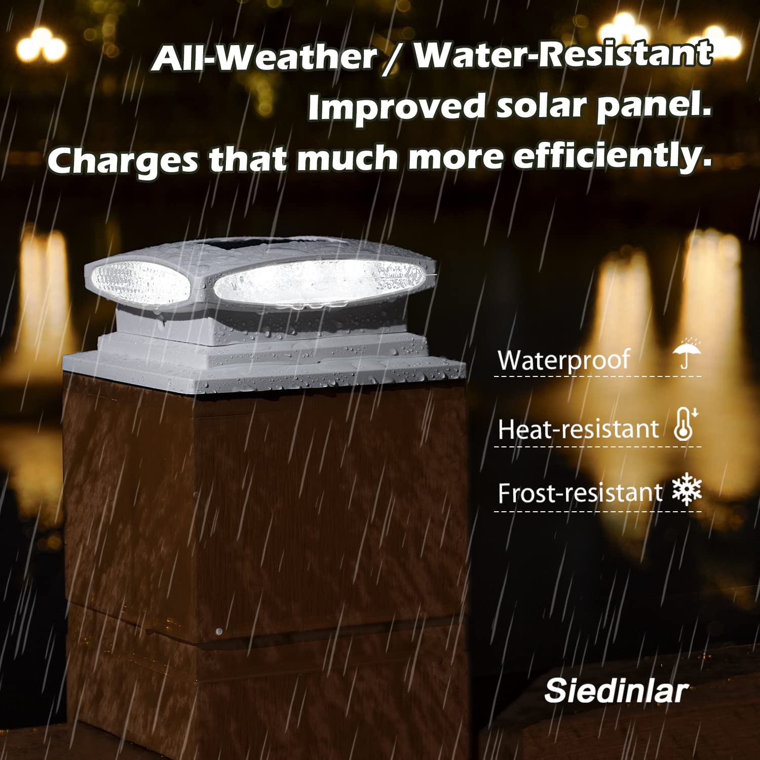 SIEDiNLAR Solar Post Cap Lights - 24 LED, 2 Modes, Warm & Cool White, 6 Pack, Fits 4x4 to 6x6 Posts, White,