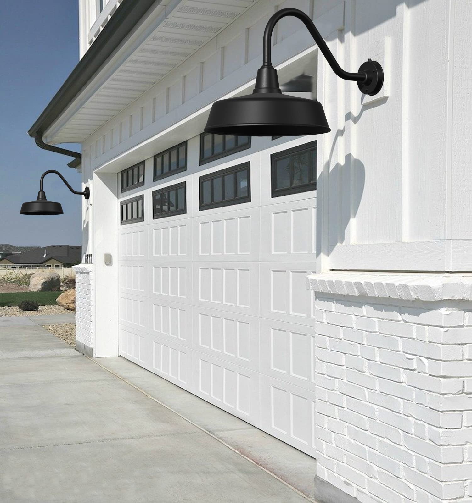 Joesa Large 18" Outdoor Gooseneck Barn Light - Rustic Barn Wall Sconce, Dusk To Dawn Exterior Light Fixture For Porch & House - 1-Pack