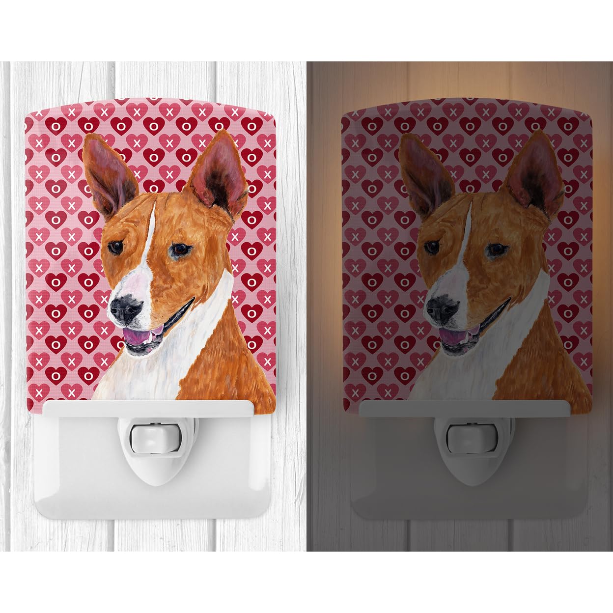 Carolines Treasures Ceramic Night Light, Basenji Hearts Design, 6x4x3, Multicolor, Model SC9252CNL, UL-Certified for Bedroom and Nursery