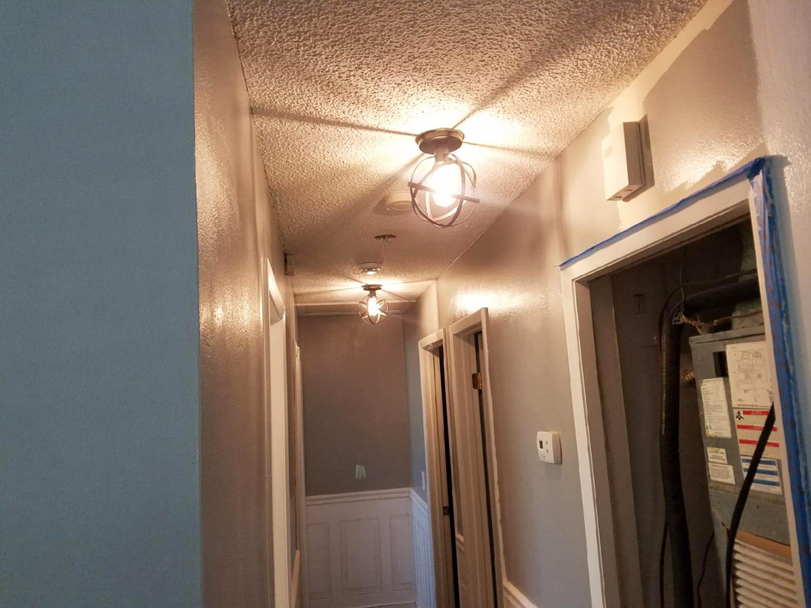 Koonting Vintage Industrial Semi Flush Mount Ceiling Light, Metal Spherical Ceiling Lamp Light Fixture For Hallway Stairway Porc