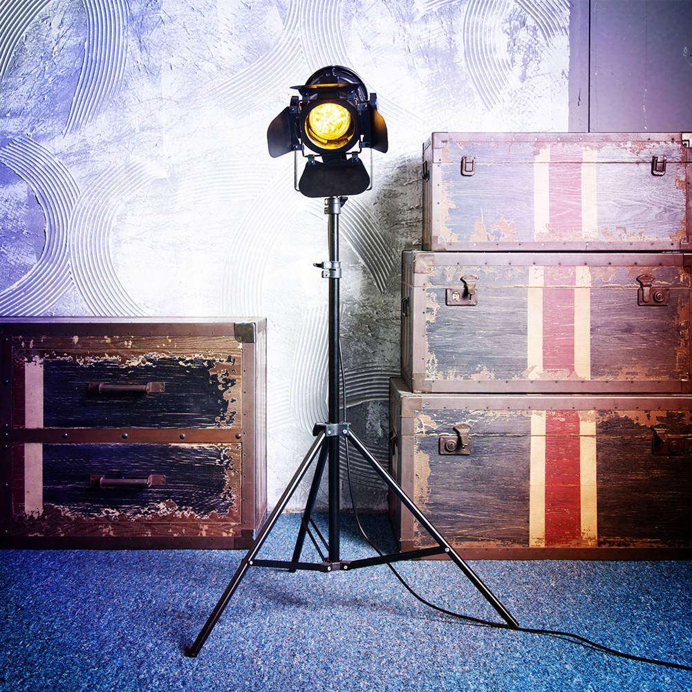 XIHOME Vintage Industrial Black Tripod Floor Lamp - Adjustable, Metal, 5m Cable with Foot Switch, Pack of 2