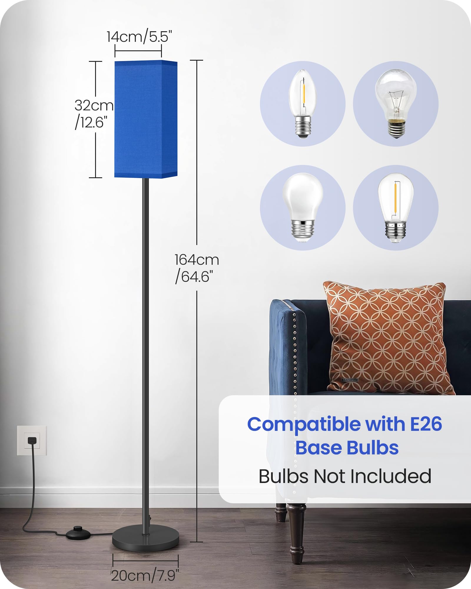 Goebleson Floor Lamp, Pole Lamp With Foot Switch, Modern Standing Lamp Lampshade, Minimalist Freestanding Lamp (Bulb Not Include