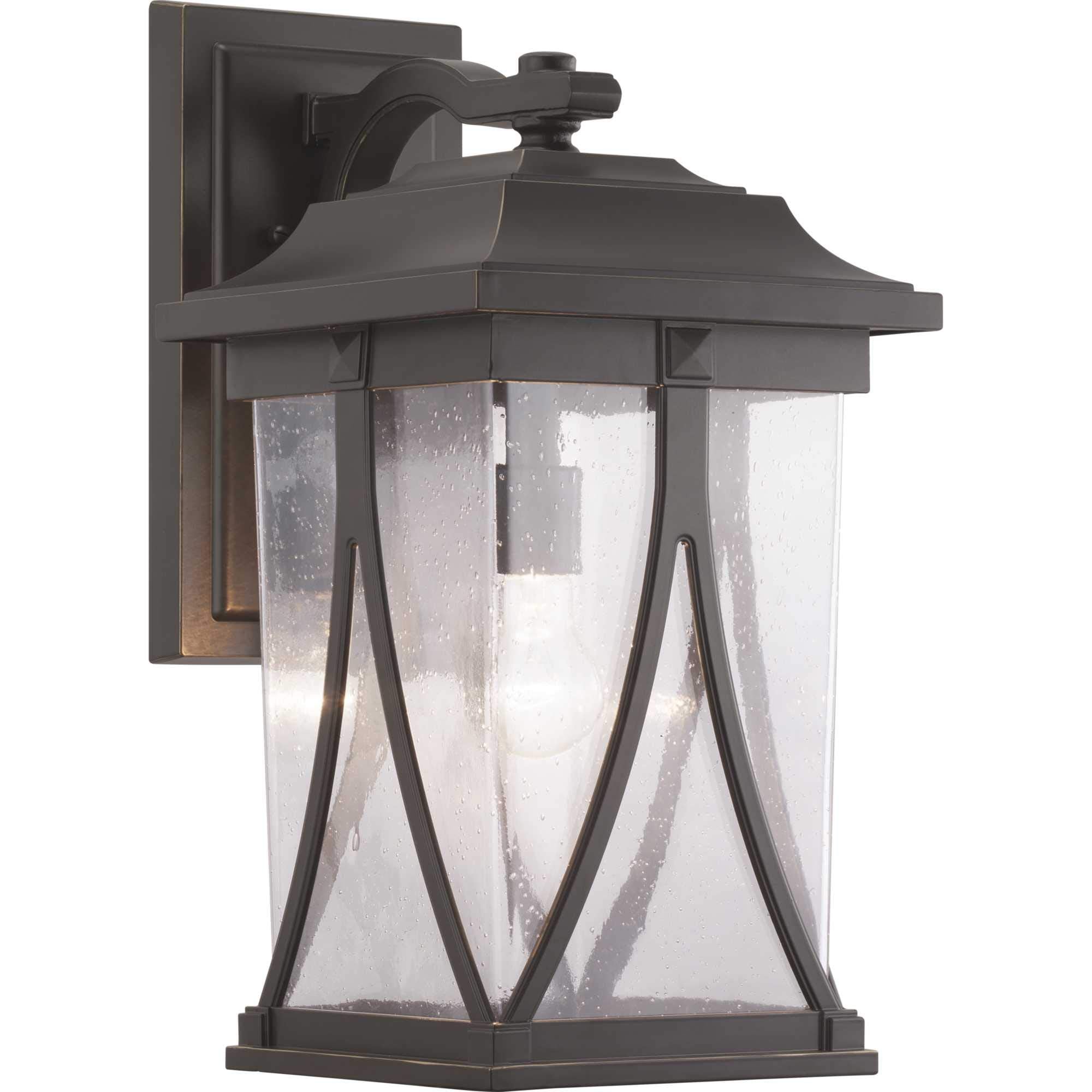 Progress Lighting Abbott Collection 1-Light Outdoor Wall Lantern, Antique Bronze, Aluminum, 20.25x10.38x10.38, Model P560115-020