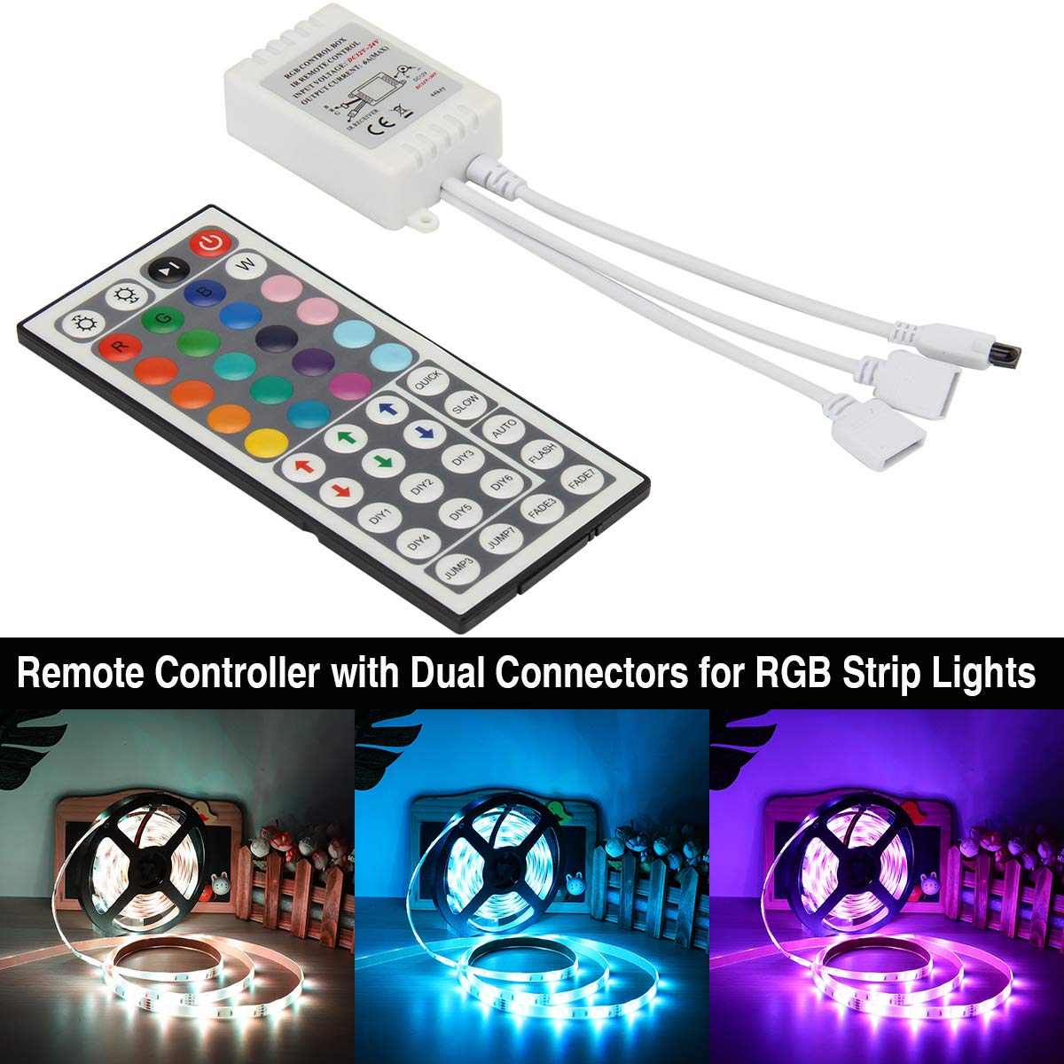 Supernight Rgb Light Strip Remote Controller, 2-In-1 4 Pin Dimming Dimmer Brightness Flash Mode Control Options For Led Tape Lig